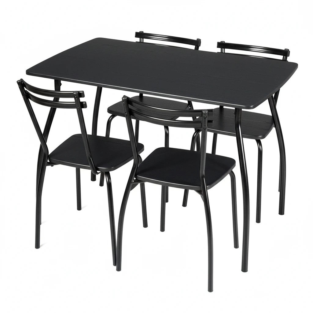 1 Costway 5PCS Modern Dining Table & Chairs Set Kitchen Furniture Cafe Home - Black, 1 of 3