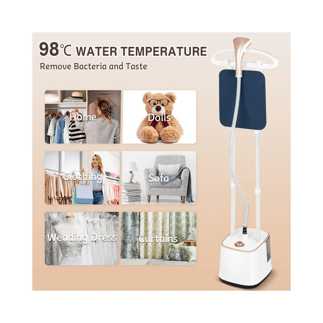 5 Advwin Standing Garment Steamer, 2000w Clothes Steamer With 2.7l Tank, Portable Steam Iron Wrinkle Remover, 5 of 7