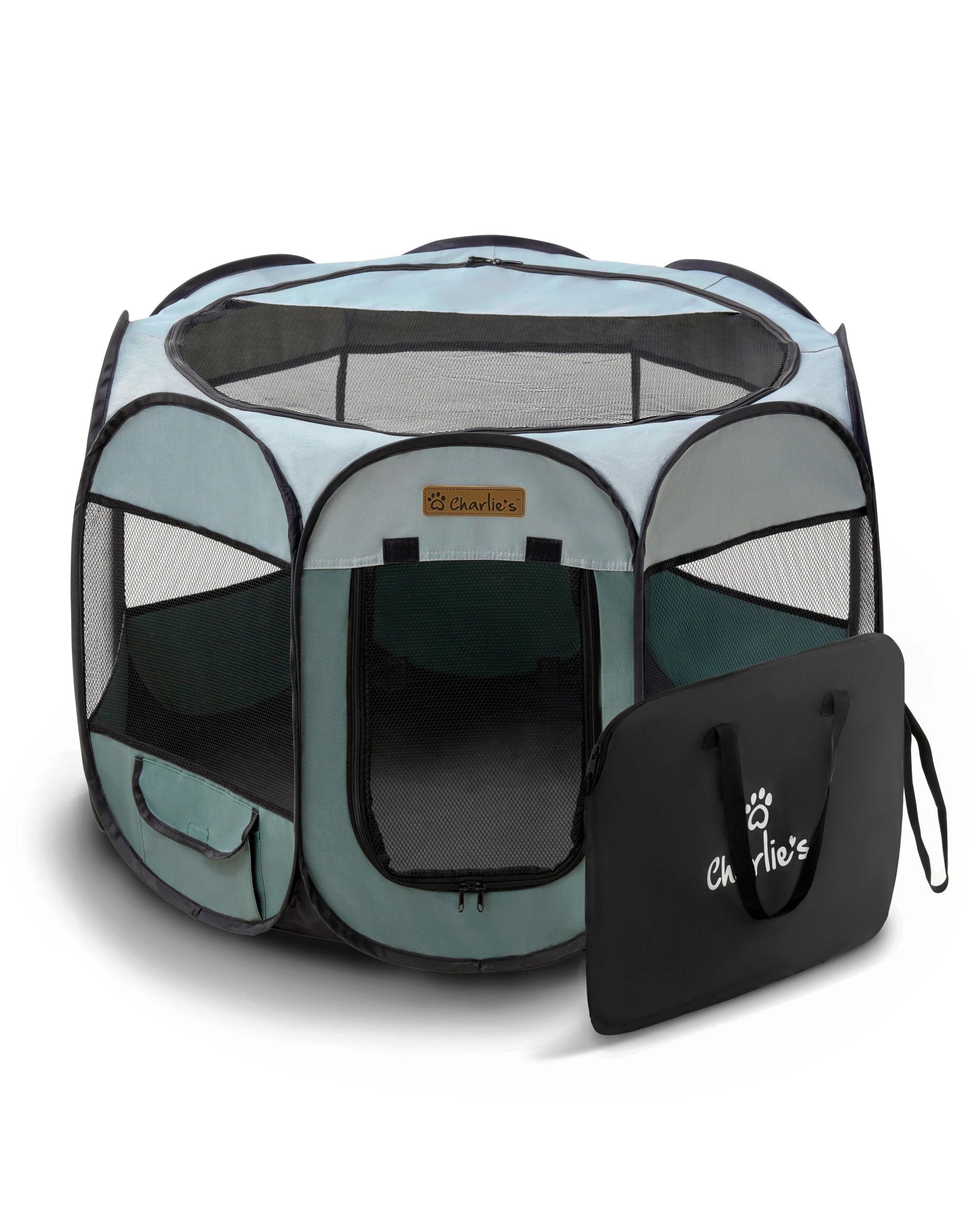 2 Charlie's Adventure Pet Playpen Foldable Portable Crate Large - Green, 2 of 9