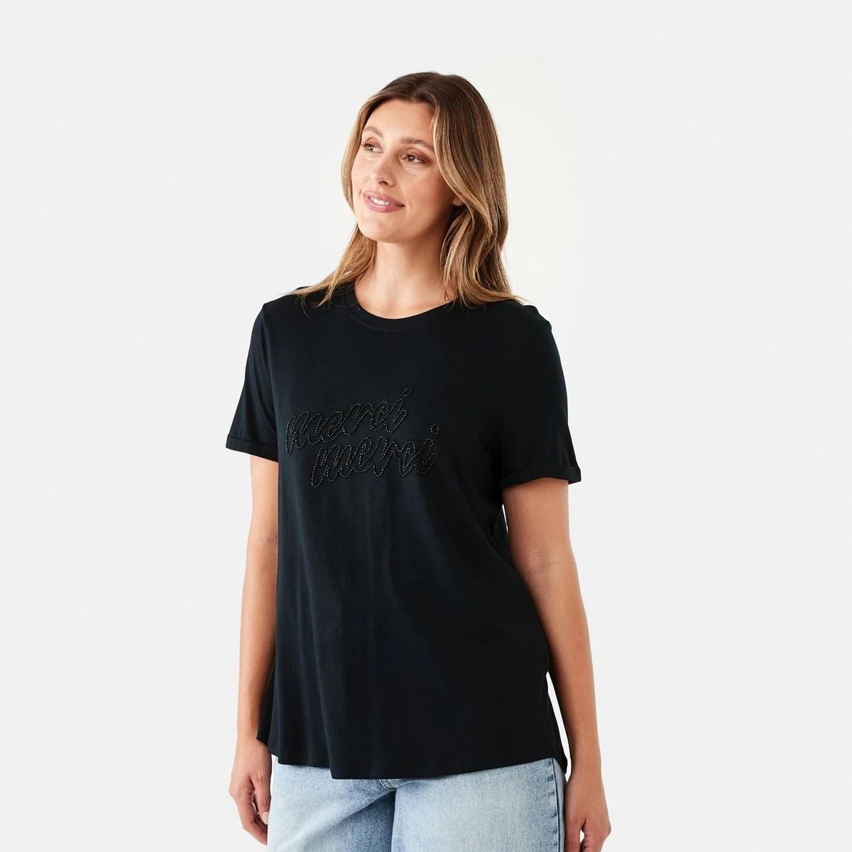 2 Short Sleeve Detailed Printed T-shirt MERCI BLACK, 2 of 6