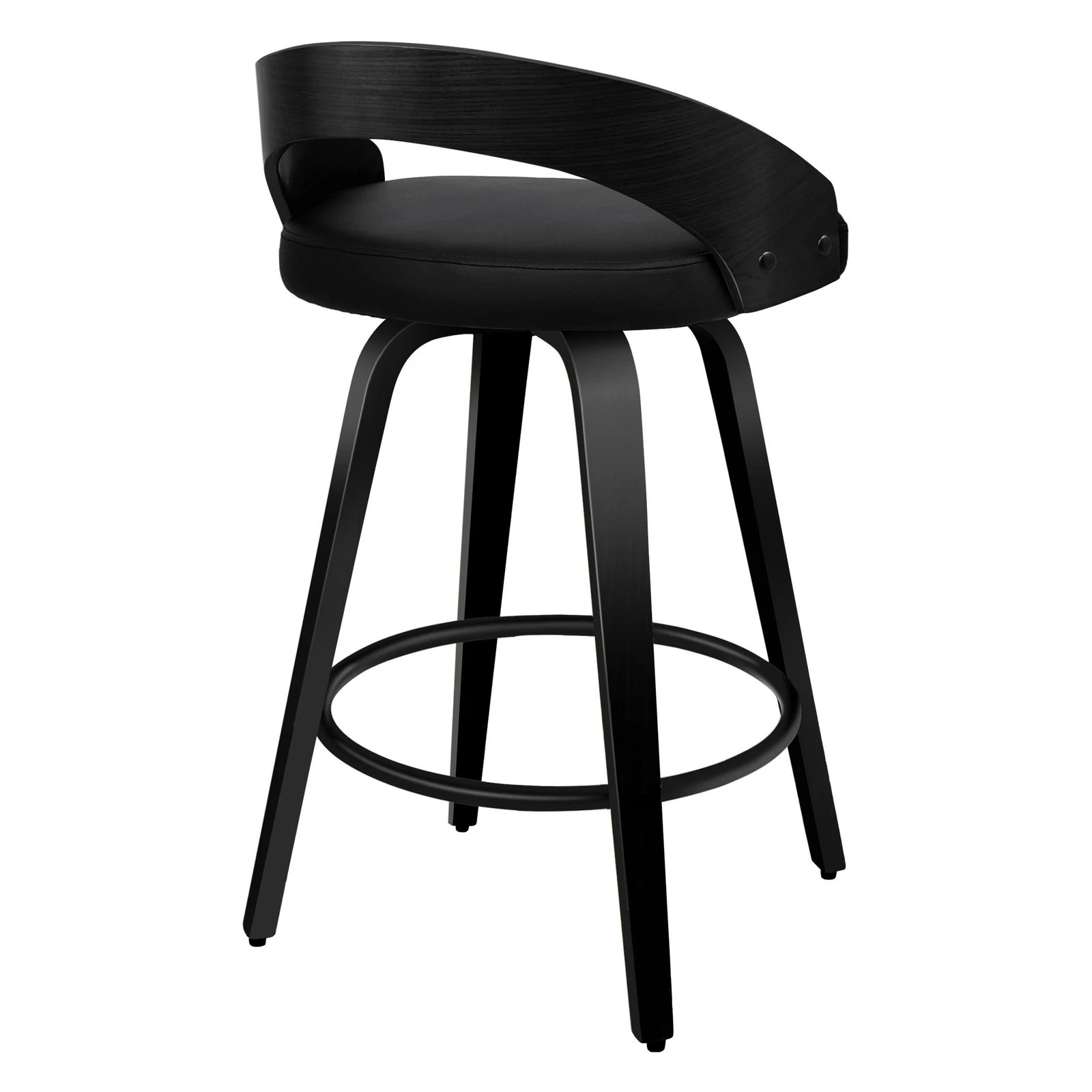 6 Alfordson 4x Swivel Bar Stools Caden Kitchen Wooden Dining Chair - Black, 6 of 9