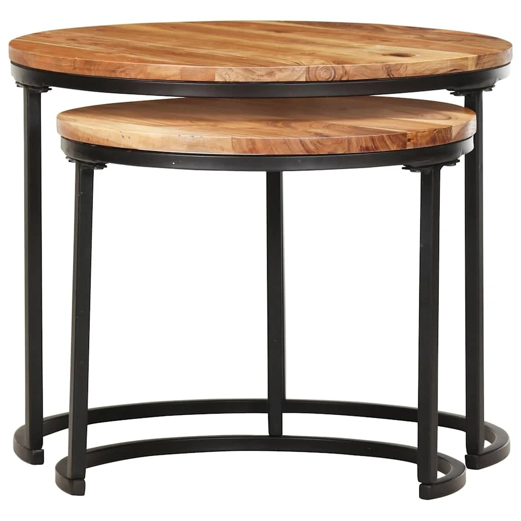 2 Vidaxl Nesting Table Wooden Coffee Table - Brown, 2 of 9