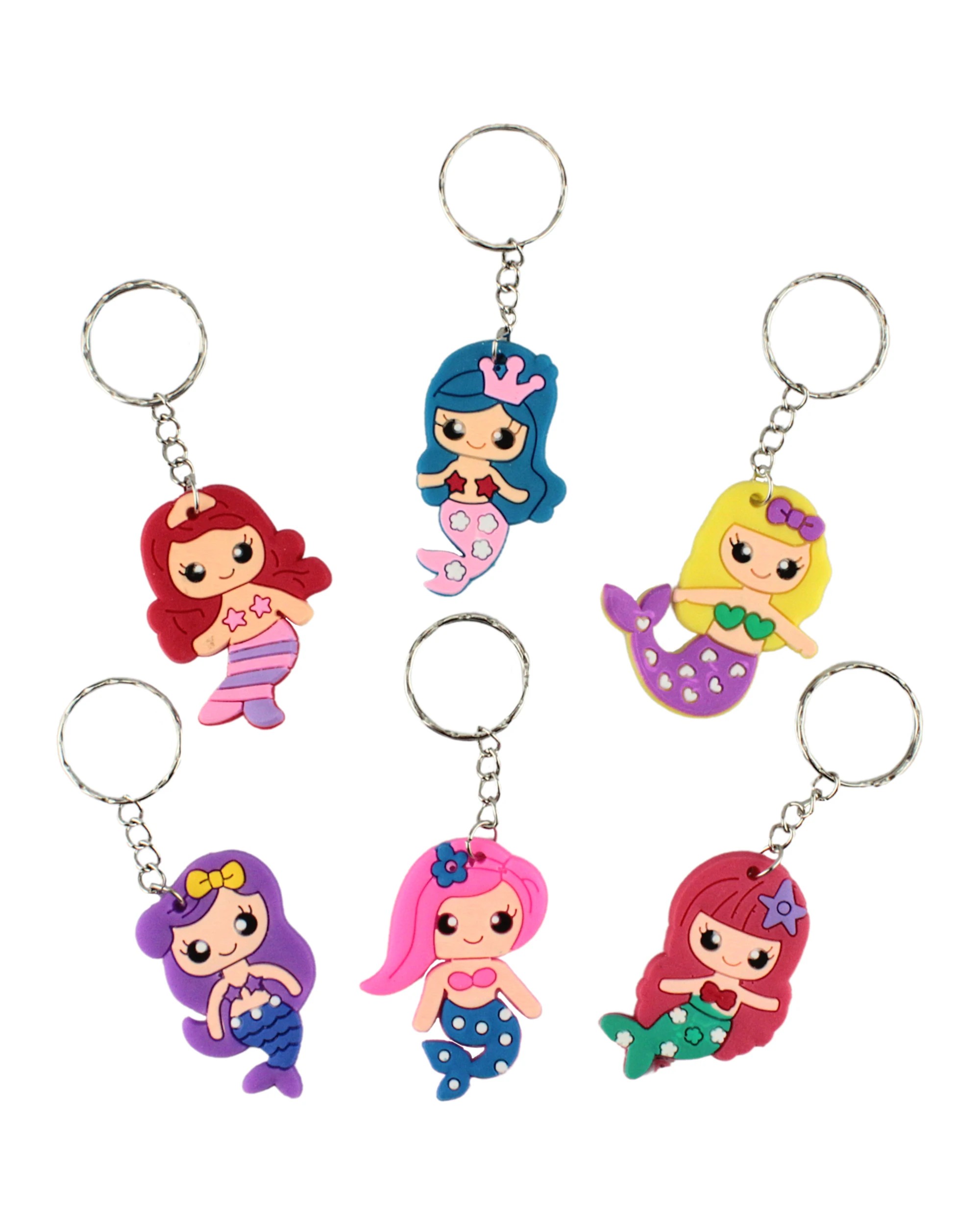 1 Partyrama Mermaid Princess Keyrings Pack of 12, 1 of 3