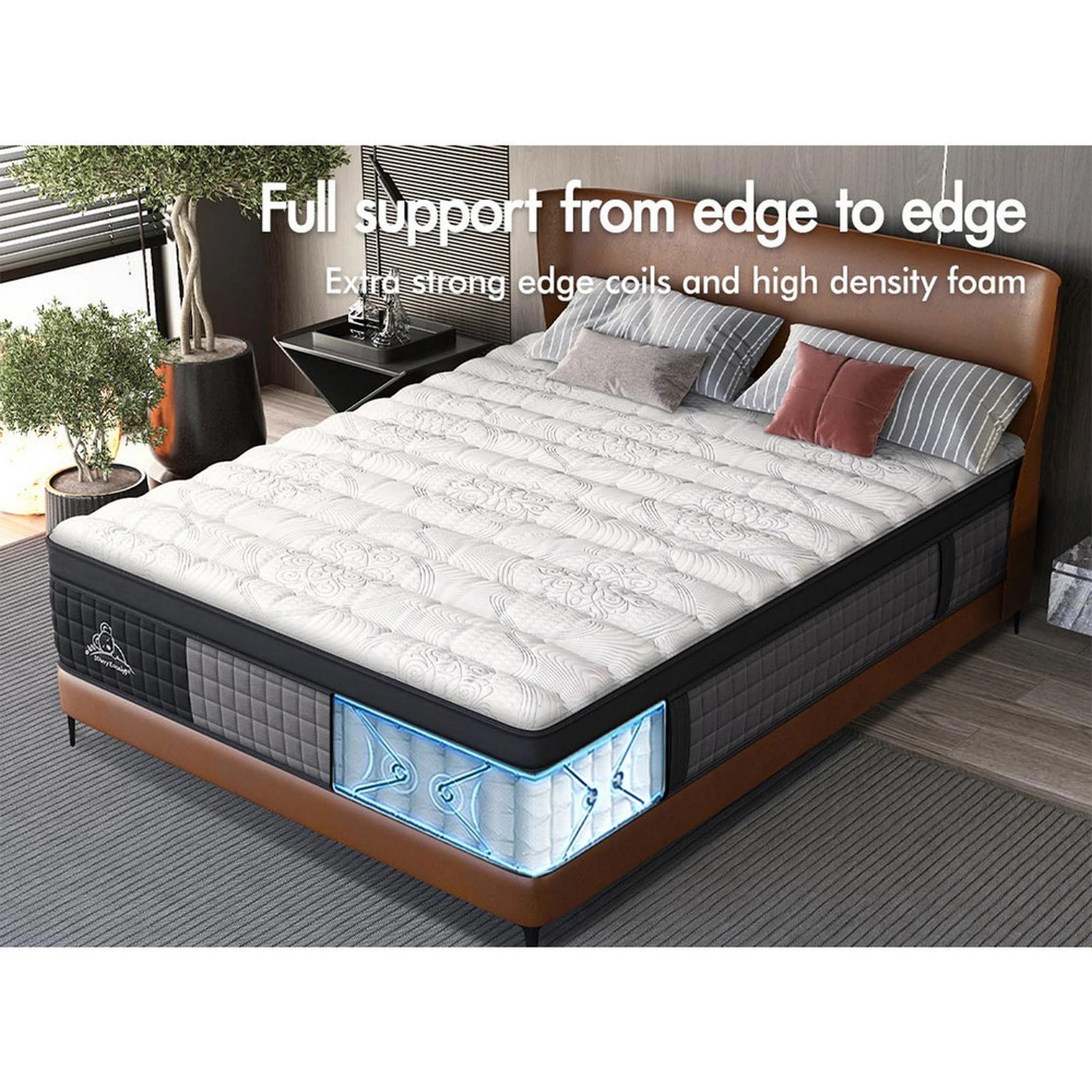 8 Starry Eucalypt Mattress Pocket Spring Latex Euro Top 34cm Aaliyah - Queen Bed, 8 of 10