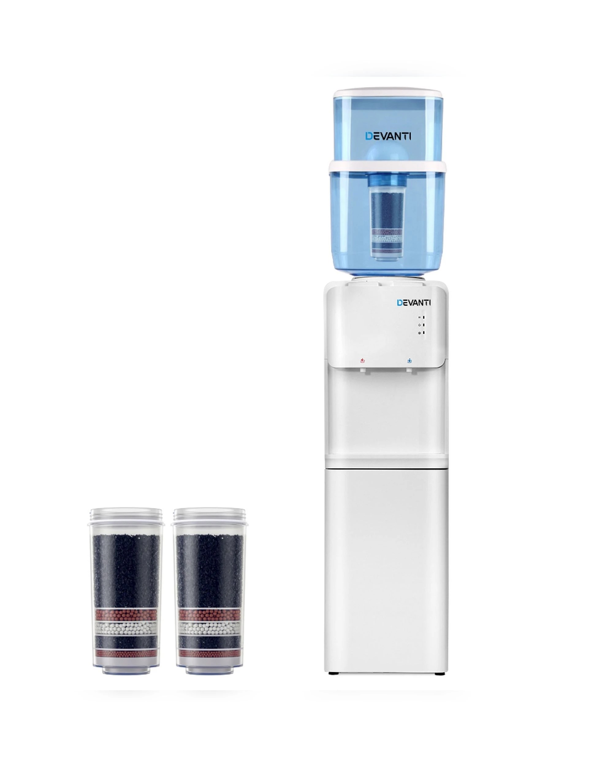1 Devanti Water Cooler Dispenser Stand 22L Bottle  w/2 Filter - White, 1 of 10