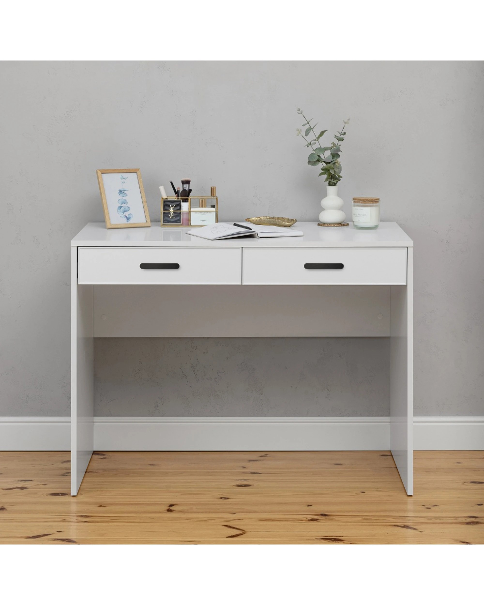 2 European Cabinetry Odessa Slim Front Furniture Desk Oval Handle - White, 2 of 2