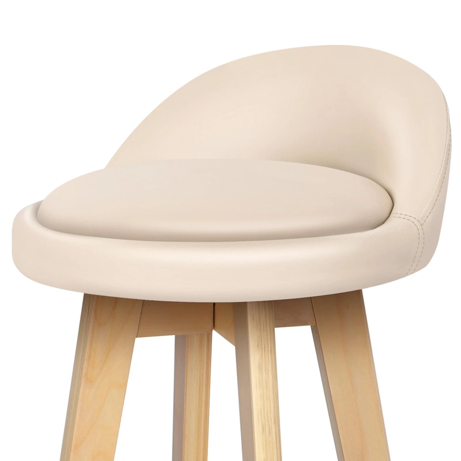 3 Alfordson 4x Kitchen Bar Stools Liam Wooden Swivel Bar Stool Chairs - Beige, 3 of 10