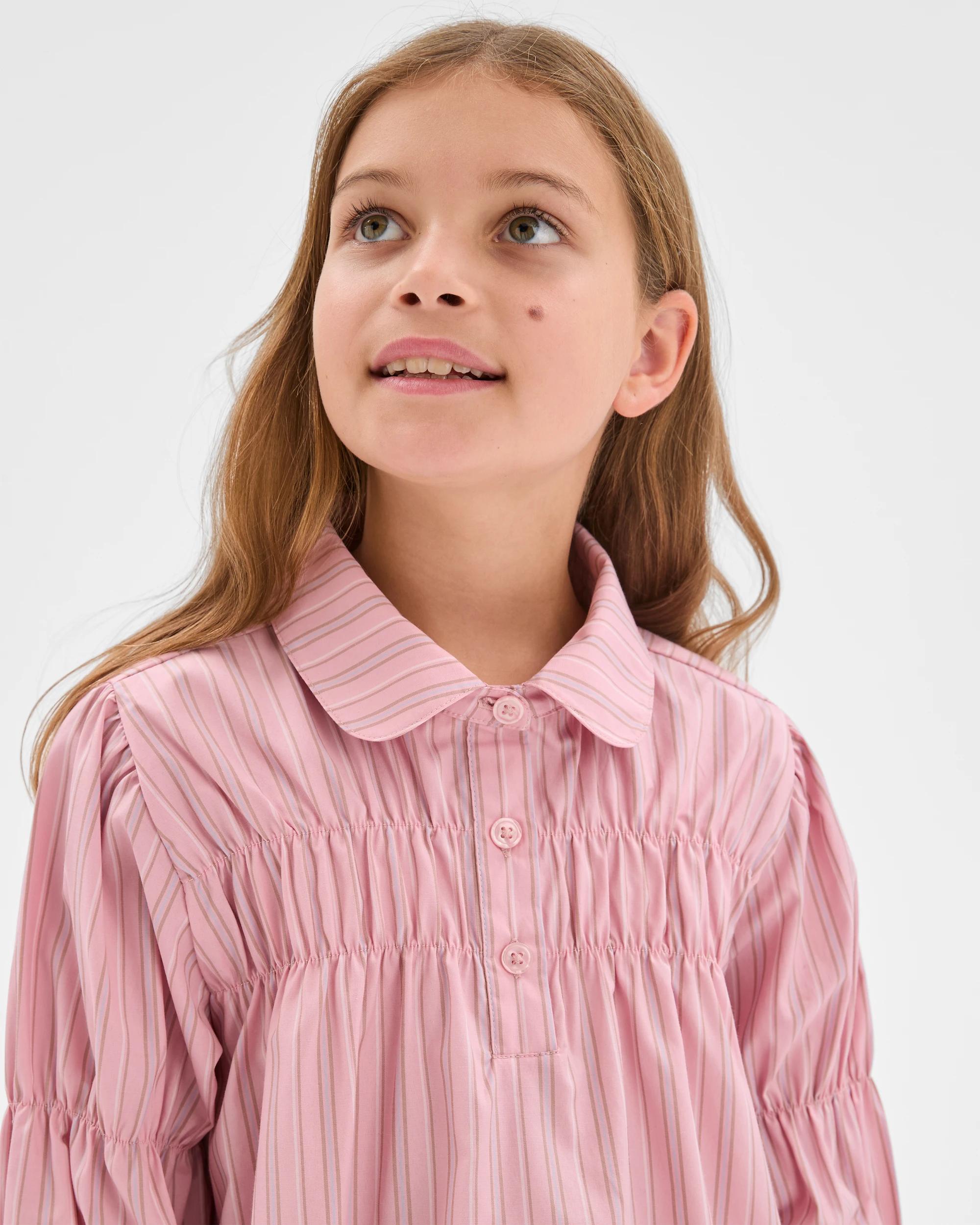 3 Target Kids Long Sleeve Ruched Pinstripe Shirt PINK, 3 of 6