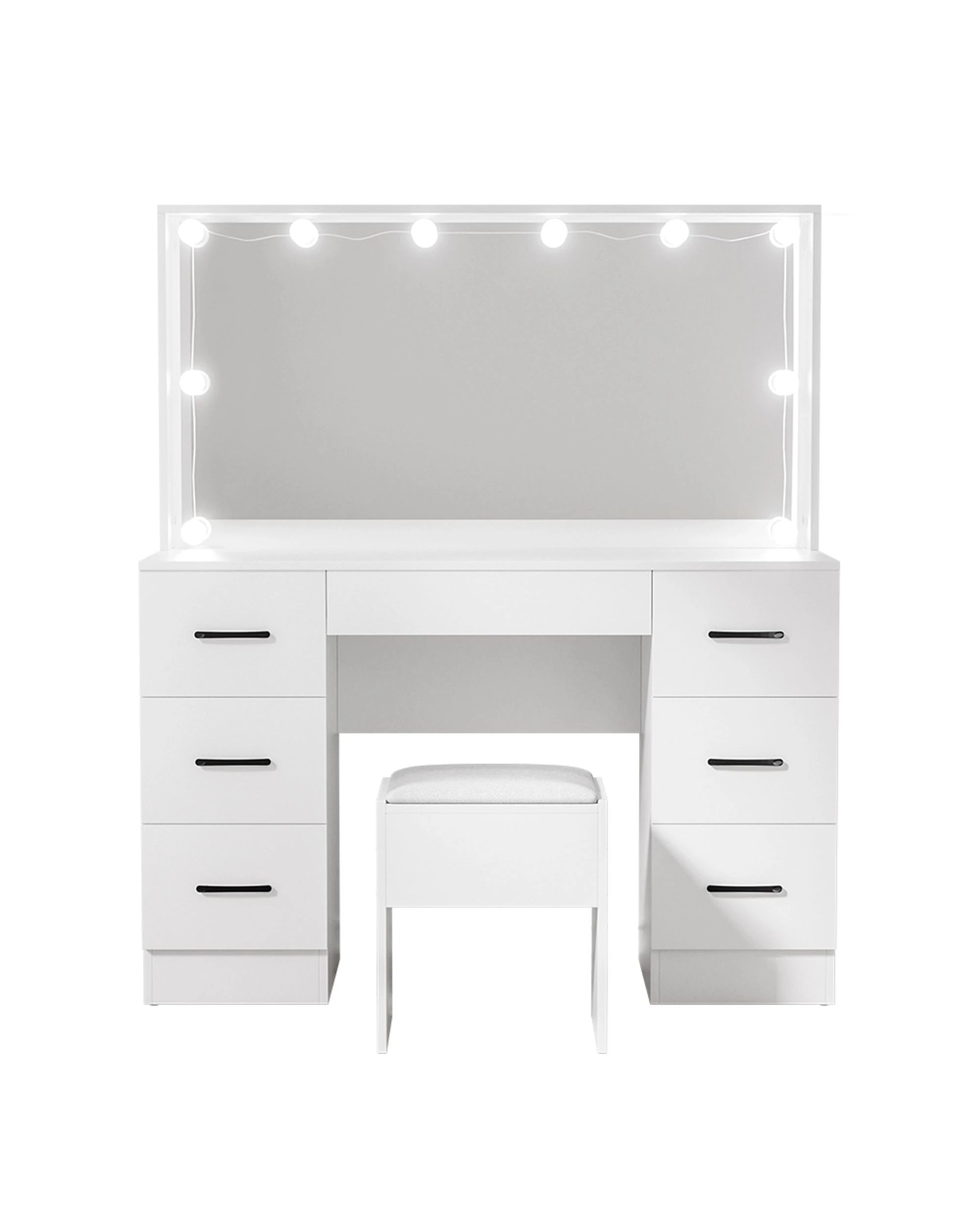 3 Artiss Dressing Table Set Stool 10 Led Bulbs  Debbie - White, 3 of 8