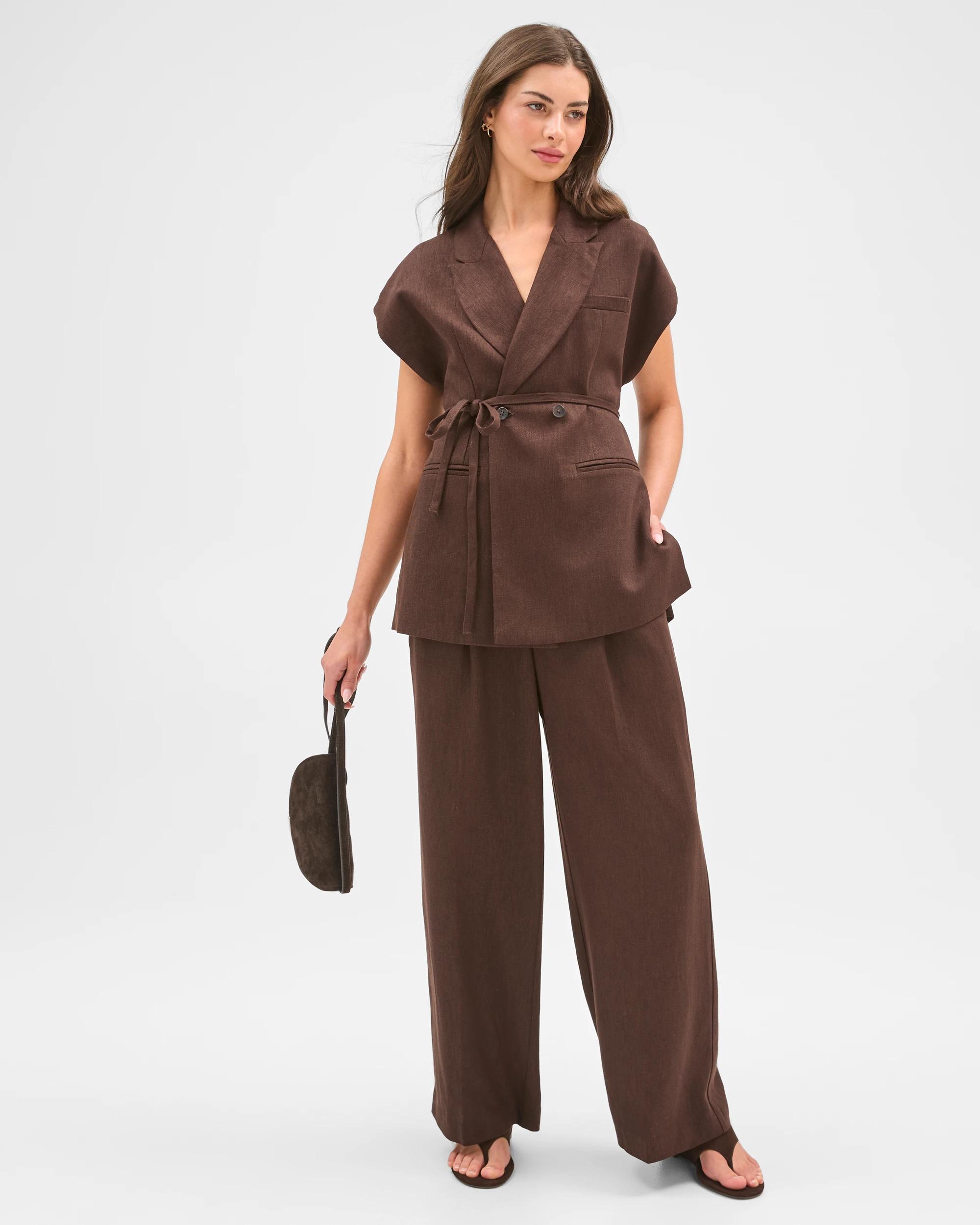 1 Target Petites Tailored Vest COFFEE BEAN, 1 of 7