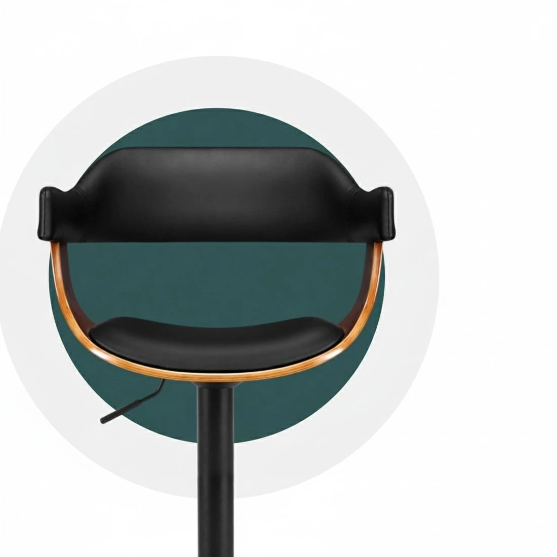 4 Artiss 4x Bar Stools Gas Lift Leather w/Armrest All - Black, 4 of 5