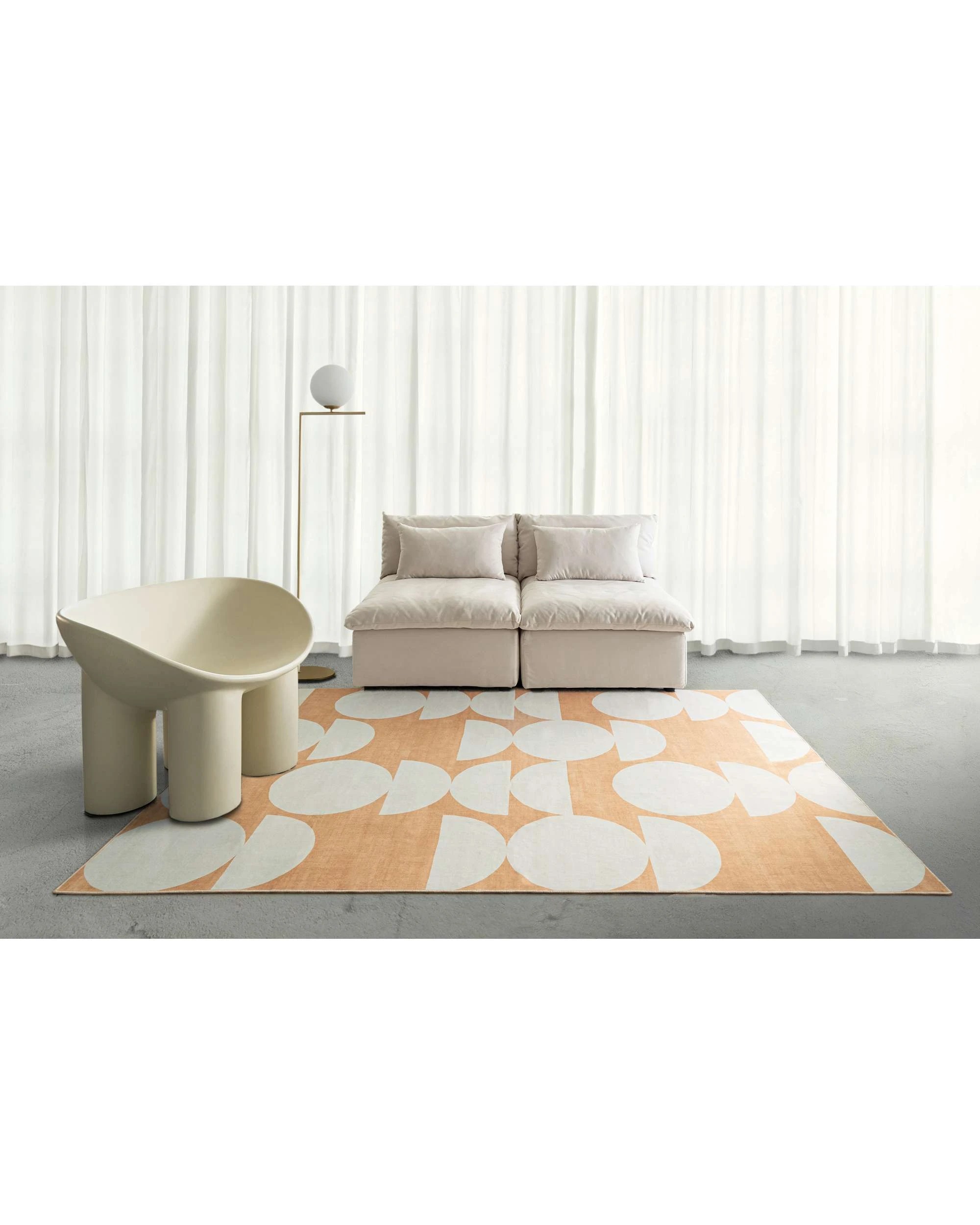 2 Loopsie Tiari Half Moons Printed Washable Rug-220cm x 150cm - Orange, 2 of 7