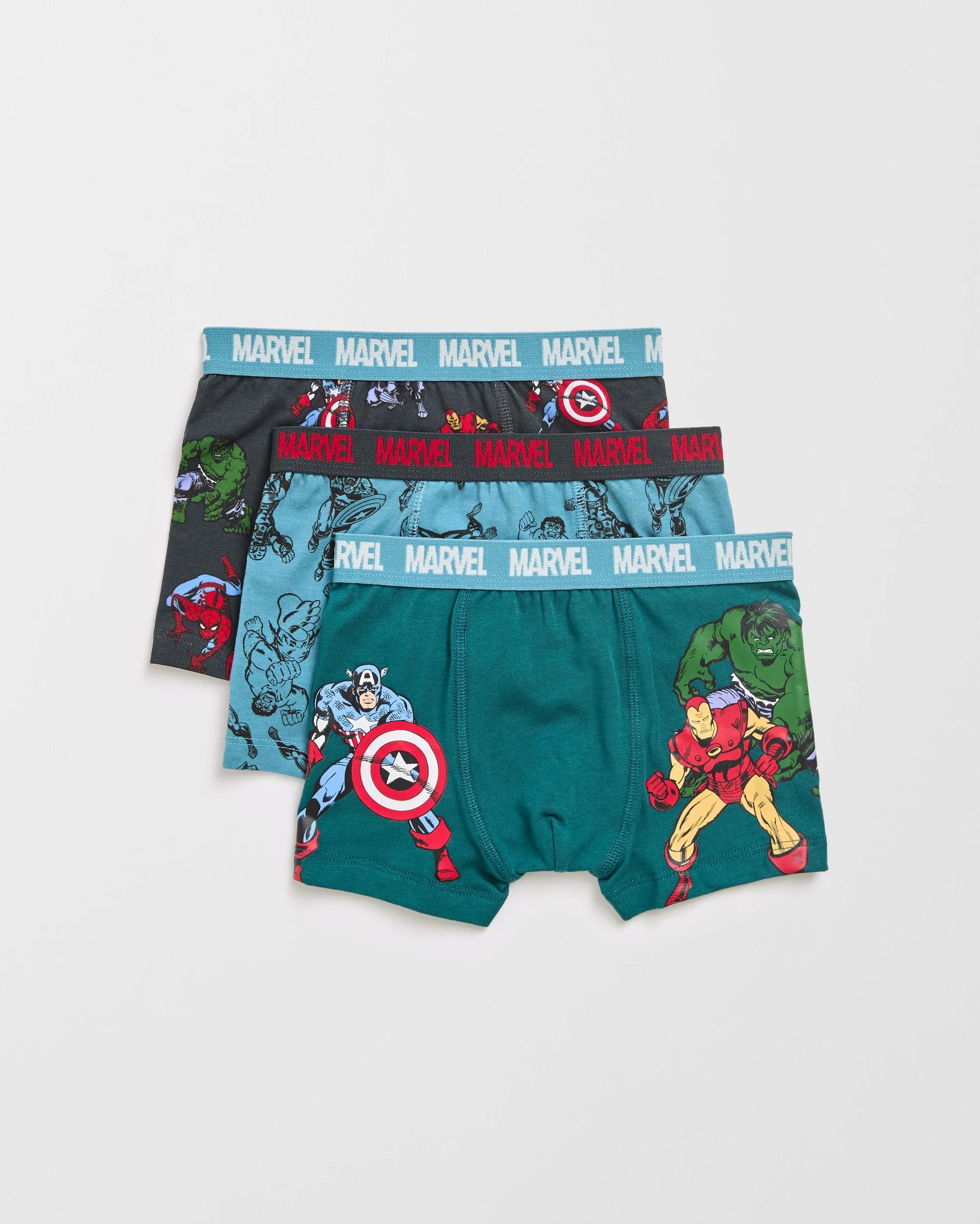 1 Disney Marvel Australian Cotton 3 Pack Younger Boys Trunks MARVEL, 1 of 2