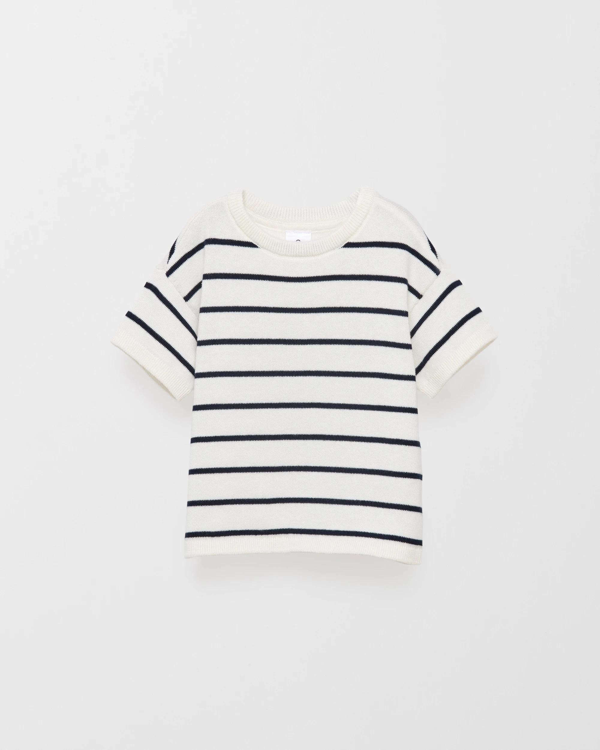 1 Target Organic Cotton Baby Knit Top NAVY STRIPE CLOUD DANCER, 1 of 2