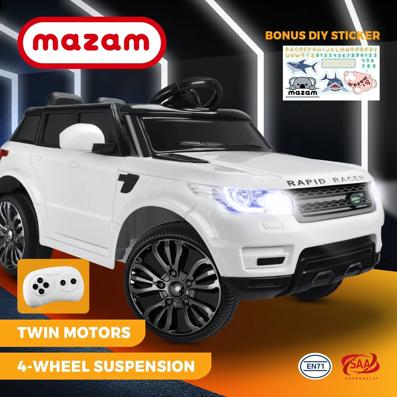 2 Mazam Kids Ride On Car 12v Electric Remote Vehicle Toy Cars Gift Mp3 Led Light
 - White, 2 of 10