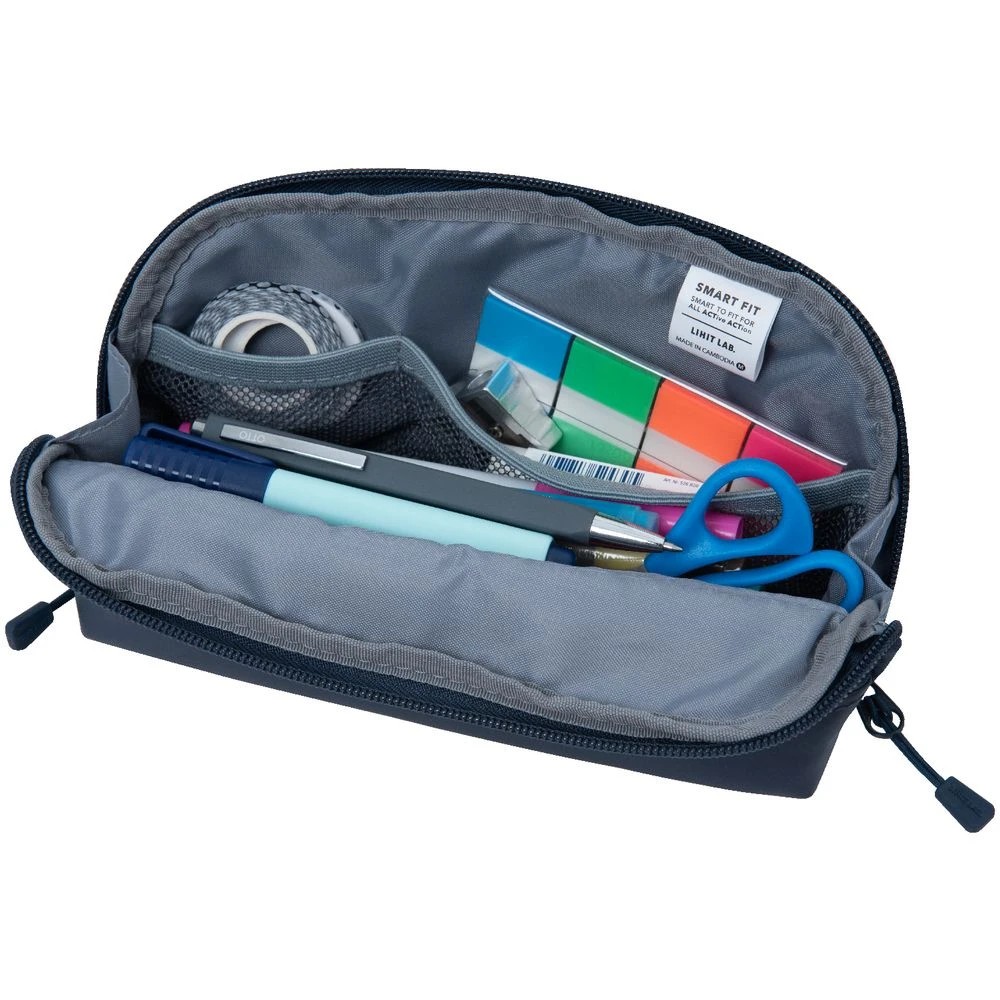 2 Smart Fit Single Zip Wide Open Pencil Case Navy, 2 of 2