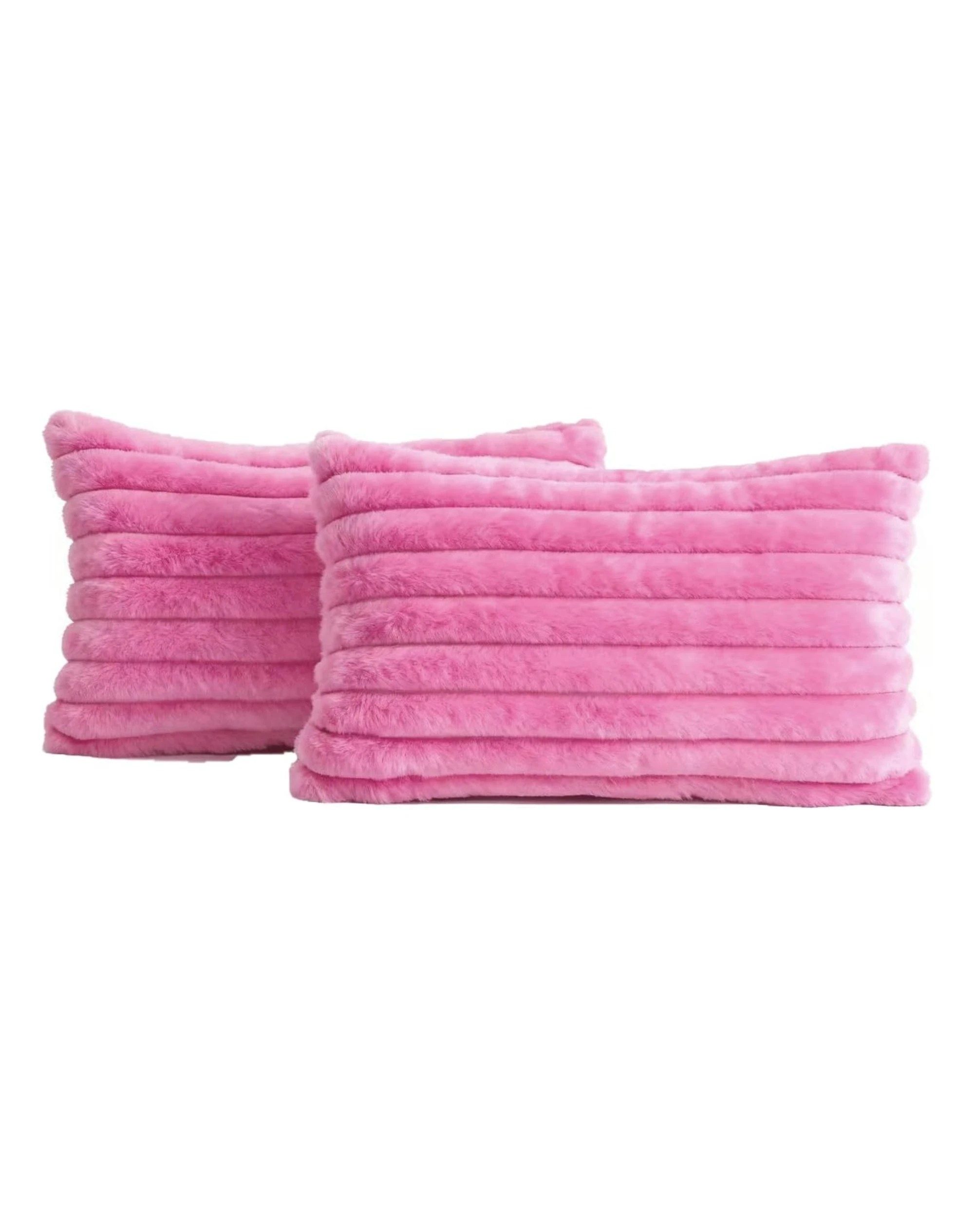 2 Gioia Casa 2-Pack Faux Fur Cushion Covers Soft 30x50cm - Hot Pink, 2 of 3