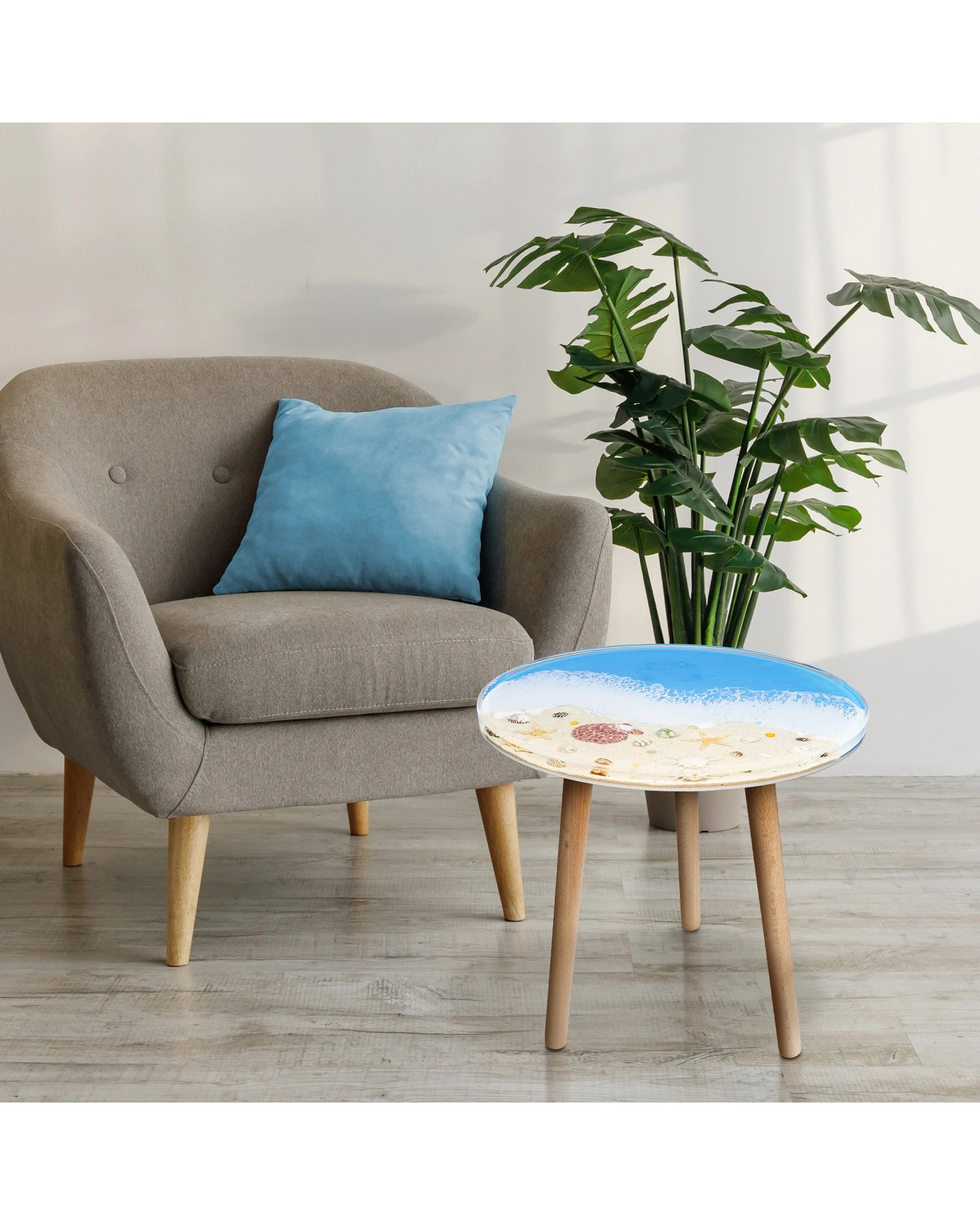 3 Leni Resin Side Table Handmade Shell Beach - Natural, 3 of 6
