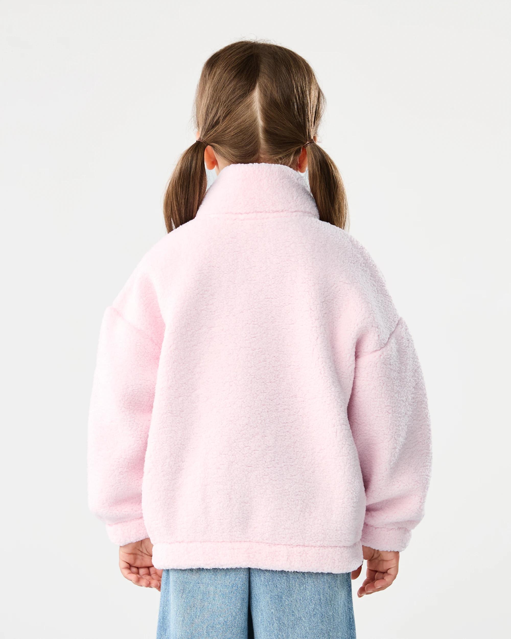2 Quarter Zip Teddy Fleece Sweatshirt Pnk Cherry, 2 of 7