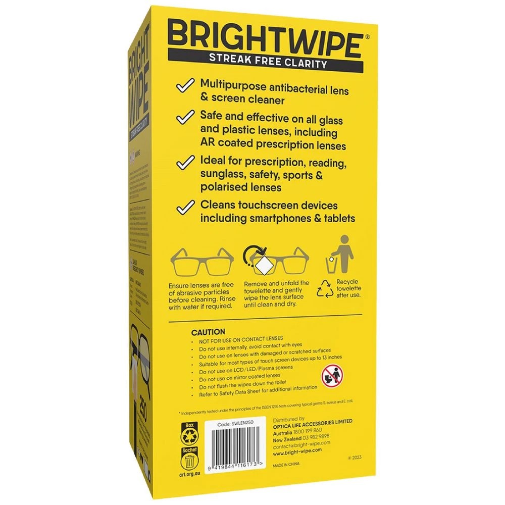 3 Brightwipe Lens Cleaner Wipes 250 Pack, 3 of 3