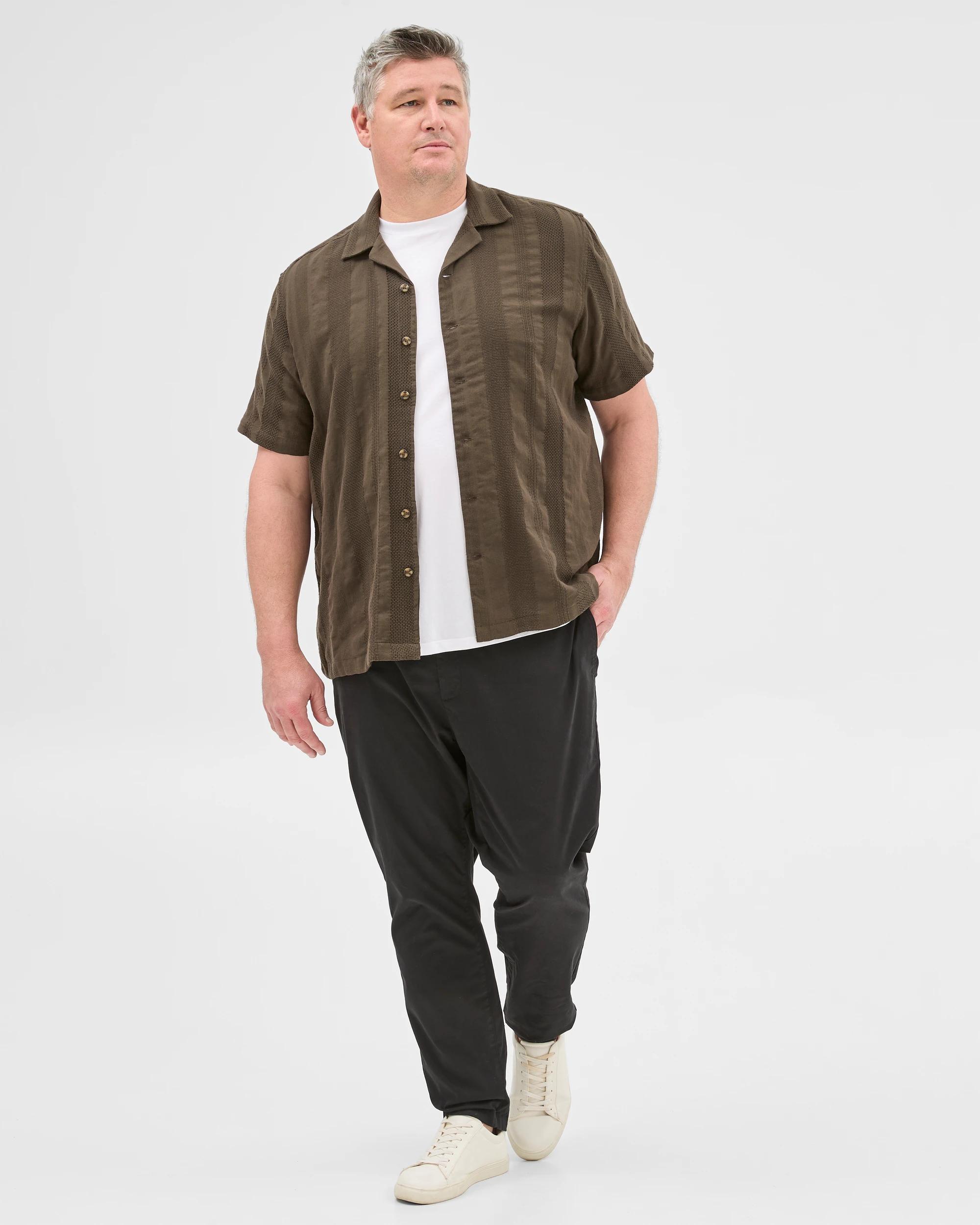 2 Target Plus Size Australian Cotton Textured Reverse Shirt DARK OLIVE, 2 of 6