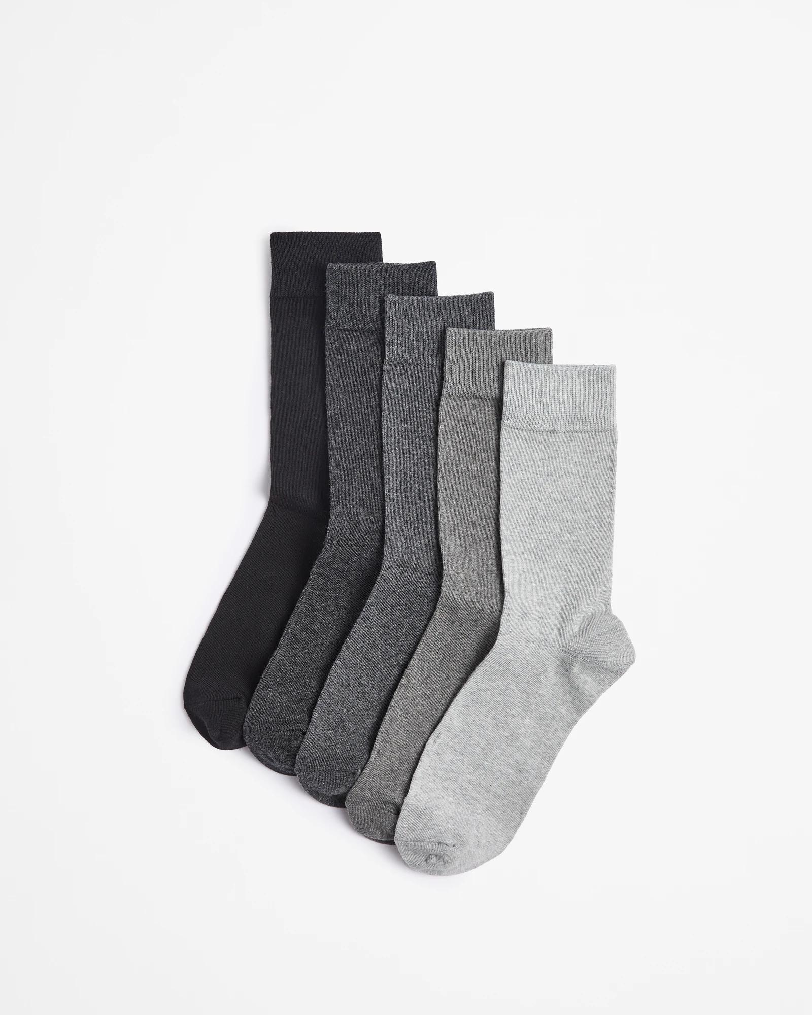 1 Australian Cotton Blend 5 Pack Business Crew Socks - Maxx GREY, 1 of 3