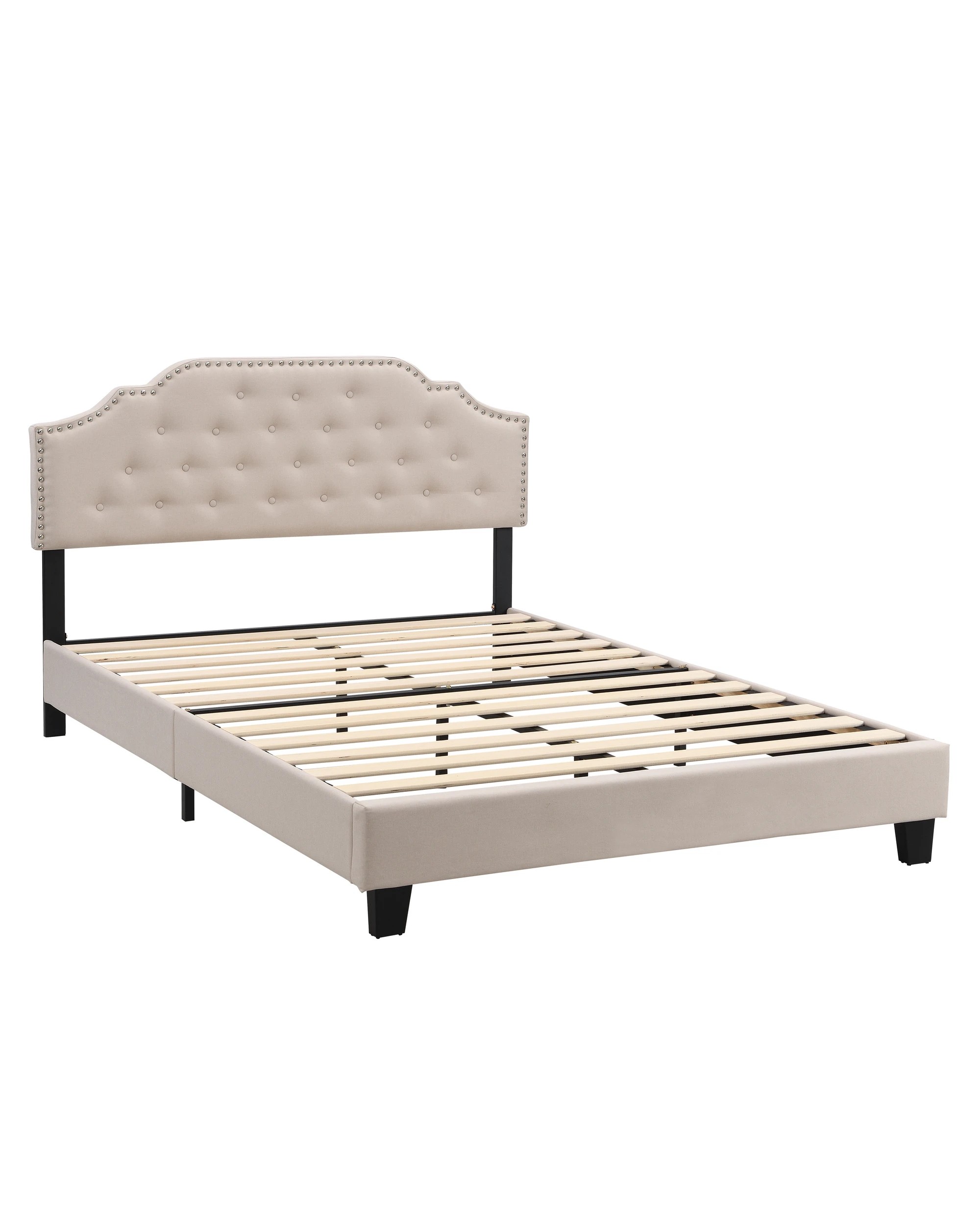 4 IHOMDEC BEF02 Double Size Bed Frame - Beige - Beige, 4 of 10
