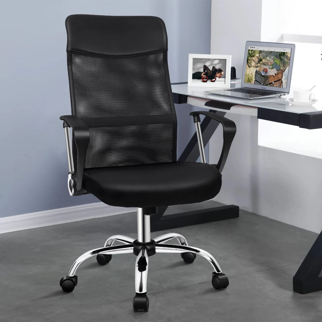 8 Alfordson Mesh Office Chair Executive Fabric Seat Gaming Racing Tilt Computer - Black, 8 of 10