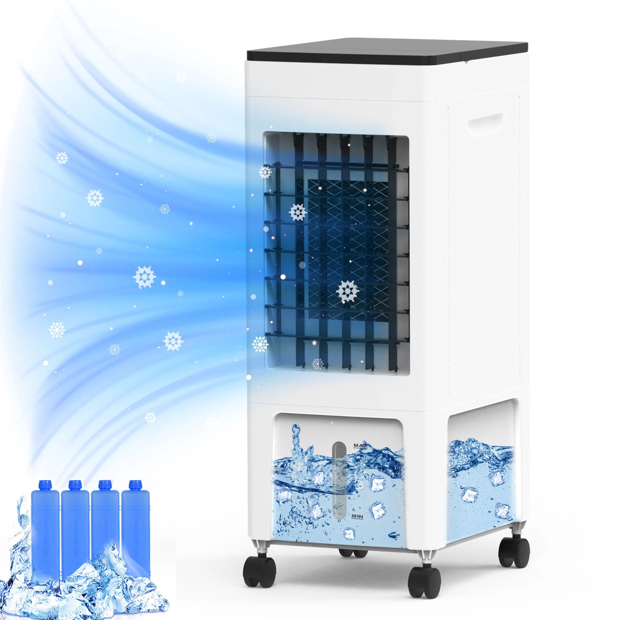 3 Advwin Evaporative Air Cooler, Portable Air Conditioner Fan with 8L Tank, 3 Speed, 4 Ice Box for Room Home, 3 of 7
