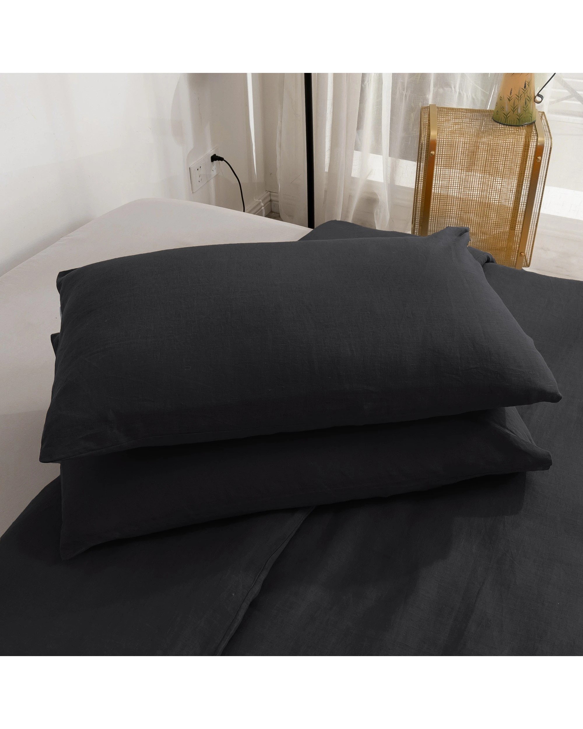 4 Natural Home 100% European Flax Linen Sheet Set - Single Bed - Charcoal, 4 of 8