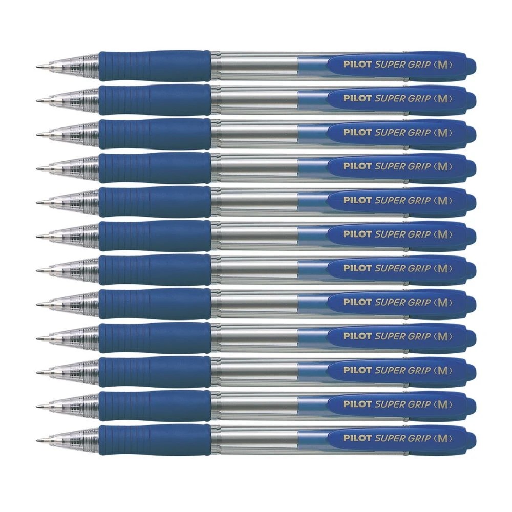 2 PILOT SuperGrip Retractable Ballpoint Medium 1mm Blue 12 Pk, 2 of 2