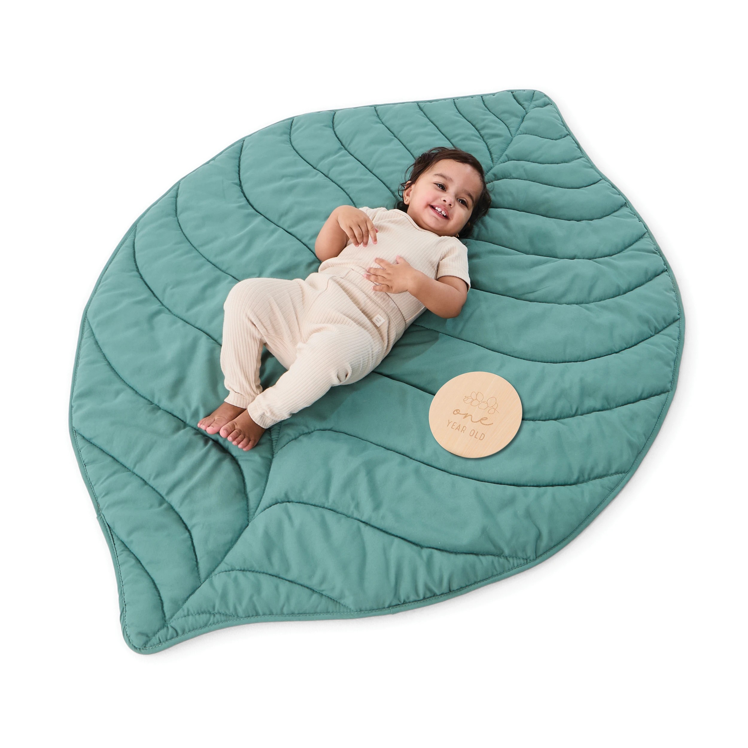 1 Quilted Leaf Play and Floor Mat - Green, 1 of 7