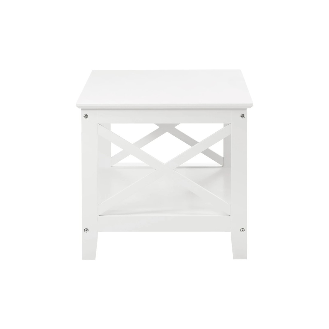 9 Oikiture Coffee Table Side Tables Storage Rack Shelf 2-tier
 - White, 9 of 10