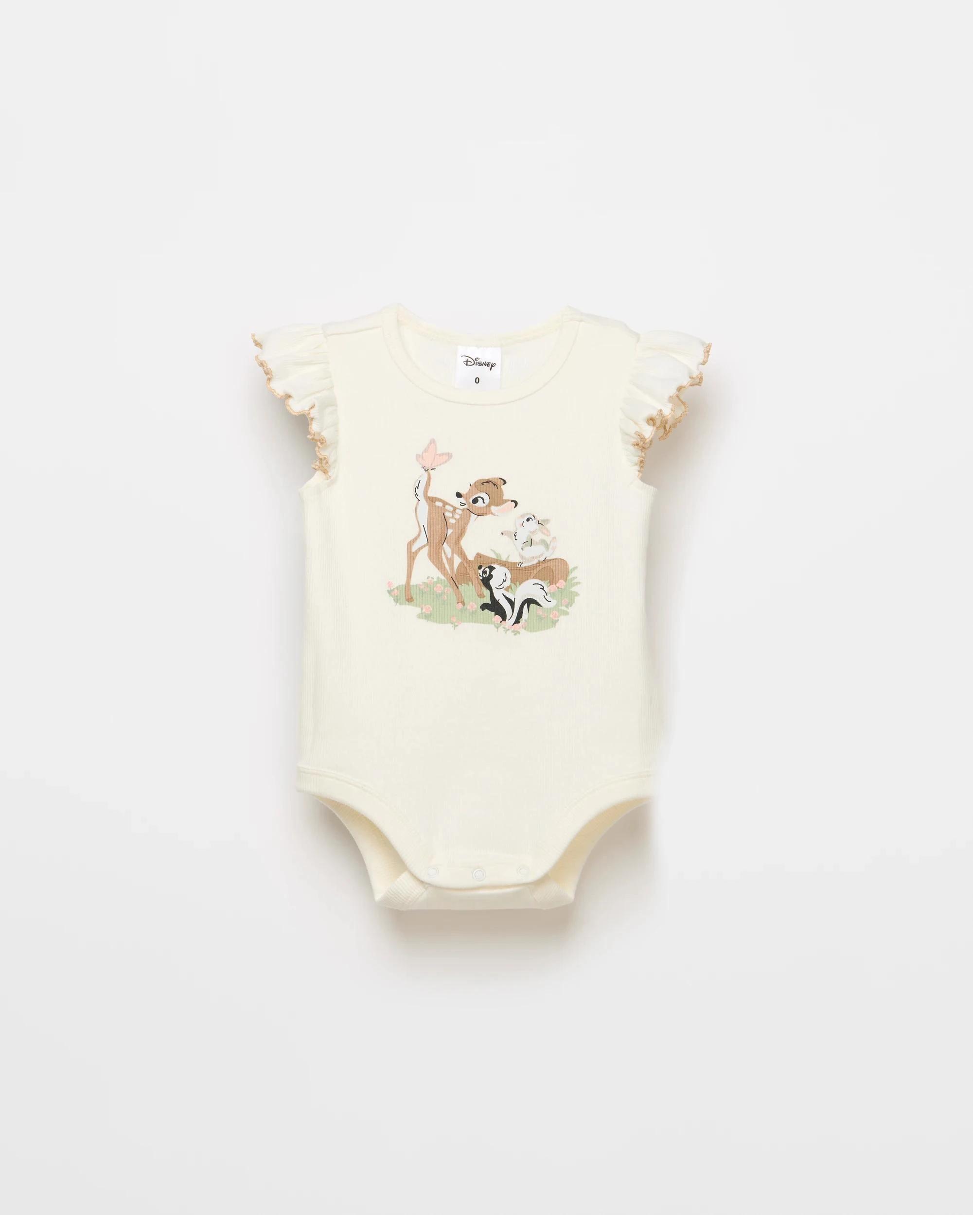 3 Baby Disney Organic Cotton Rib Bodysuit and Shorts 2 Piece Set BAMBI, 3 of 3