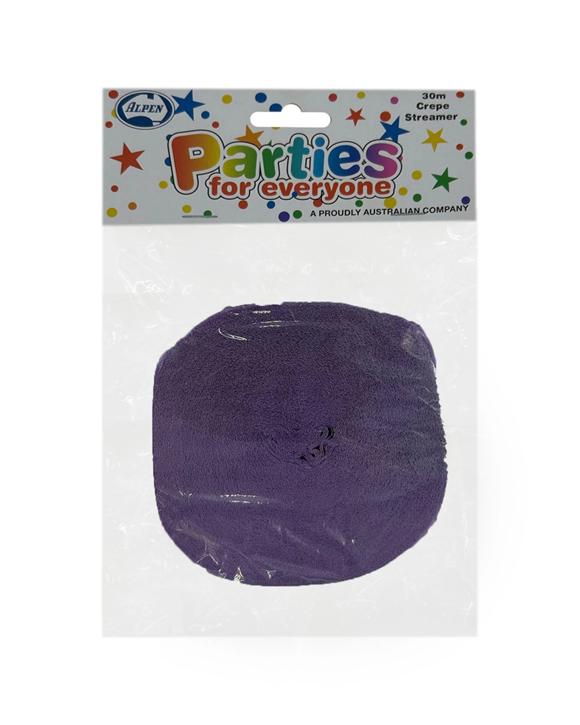 Alpen Paper Crepe Streamer Decoration Accessory 30m Length Party Supply Lilac - Purple