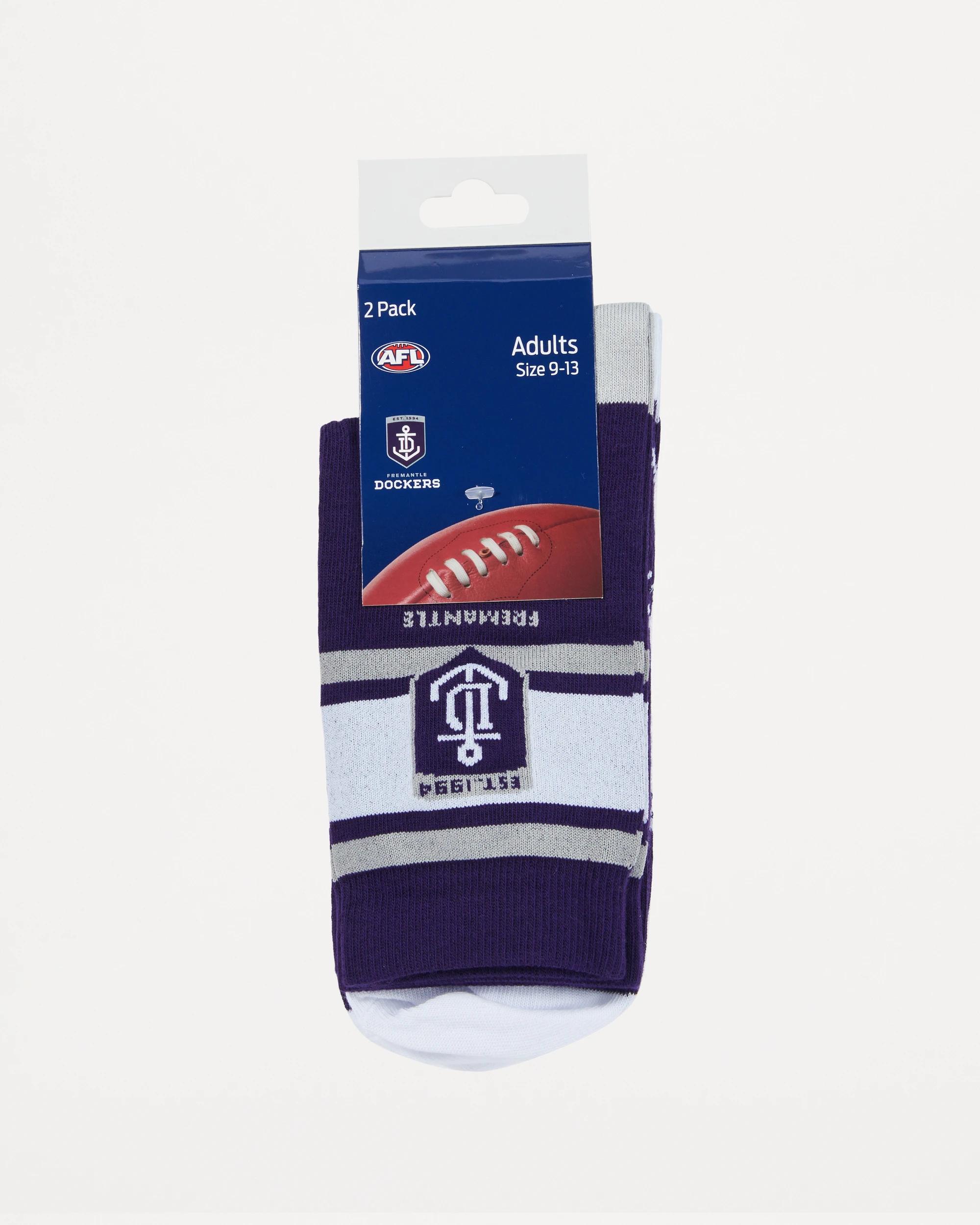 3 2 Pack Official AFL Adult Sock Set FREMANTLE, 3 of 3