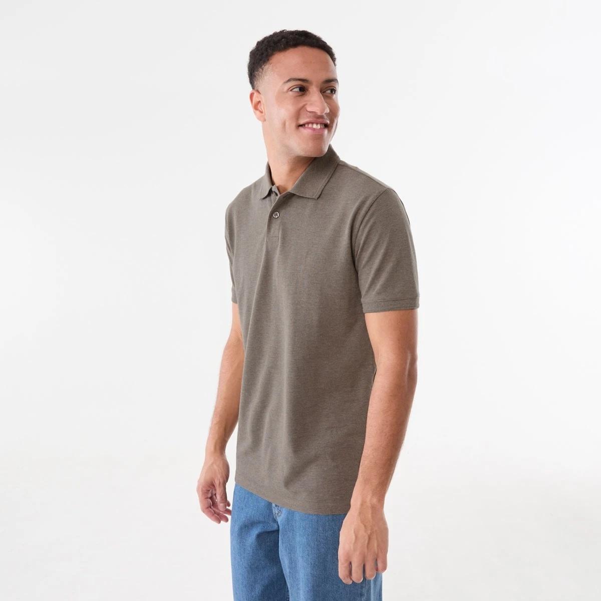2 Pique Polo Shirt DRIFT BROWN MARLE, 2 of 5