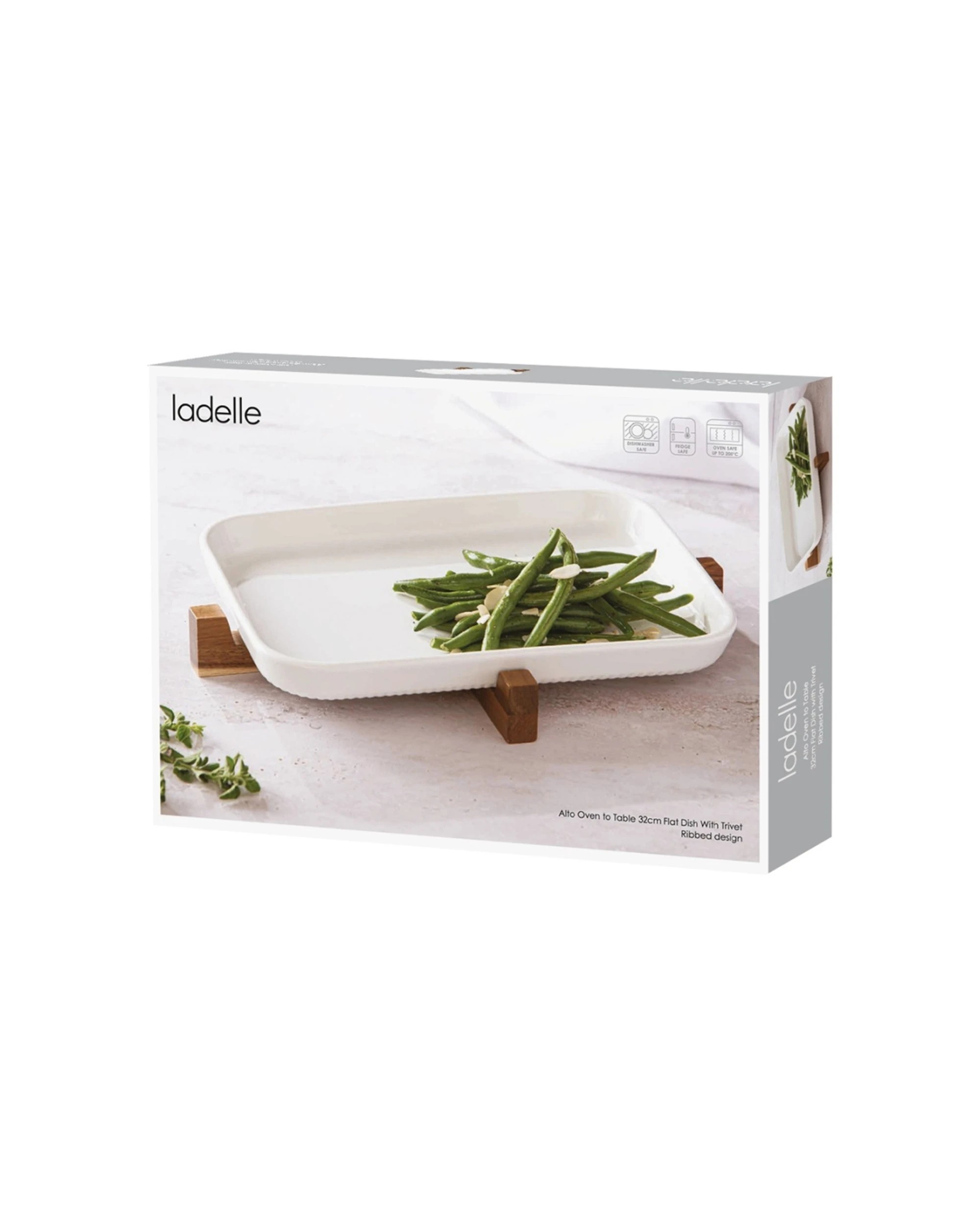 2 Ladelle Alto Oven To Table Rib Tray Dish Trivet Flat 32cm - White, 2 of 3