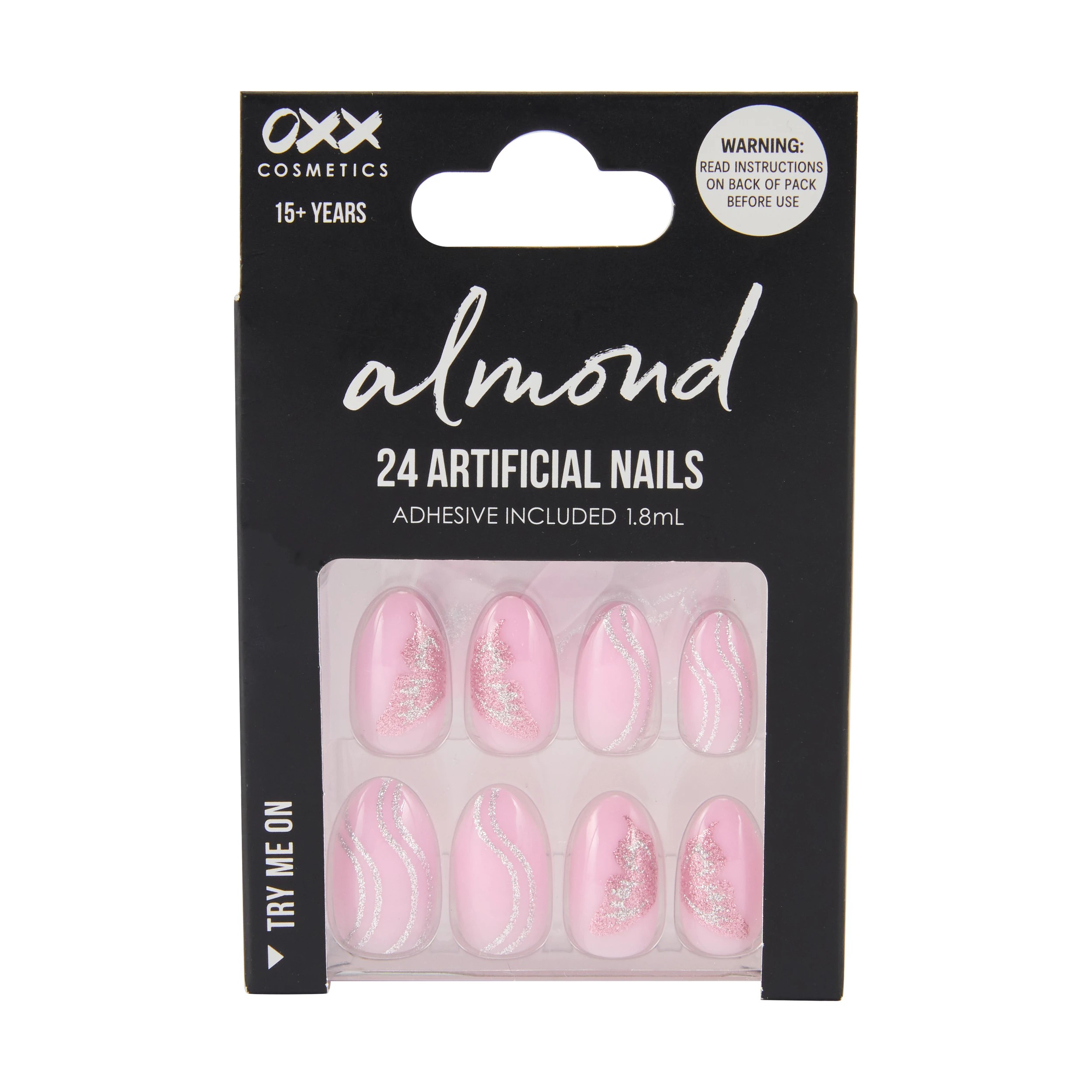 1 OXX Cosmetics 24 Pack Artificial Nails with Adhesive - Almond Shape, Butterfly Wings, 1 of 4