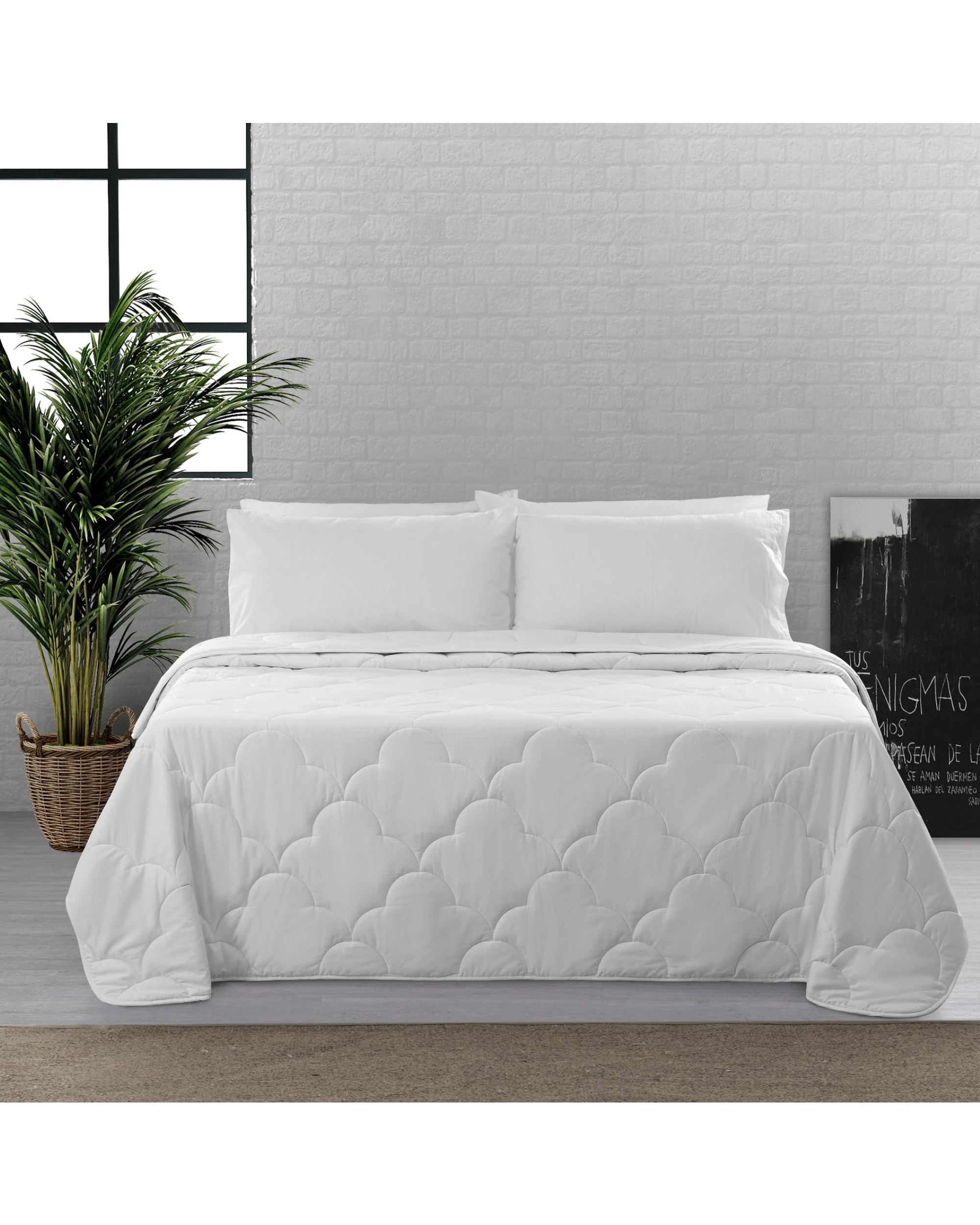 1 Natural Home 450gsm Winter Cotton Quilt - Super King Bed - White, 1 of 7