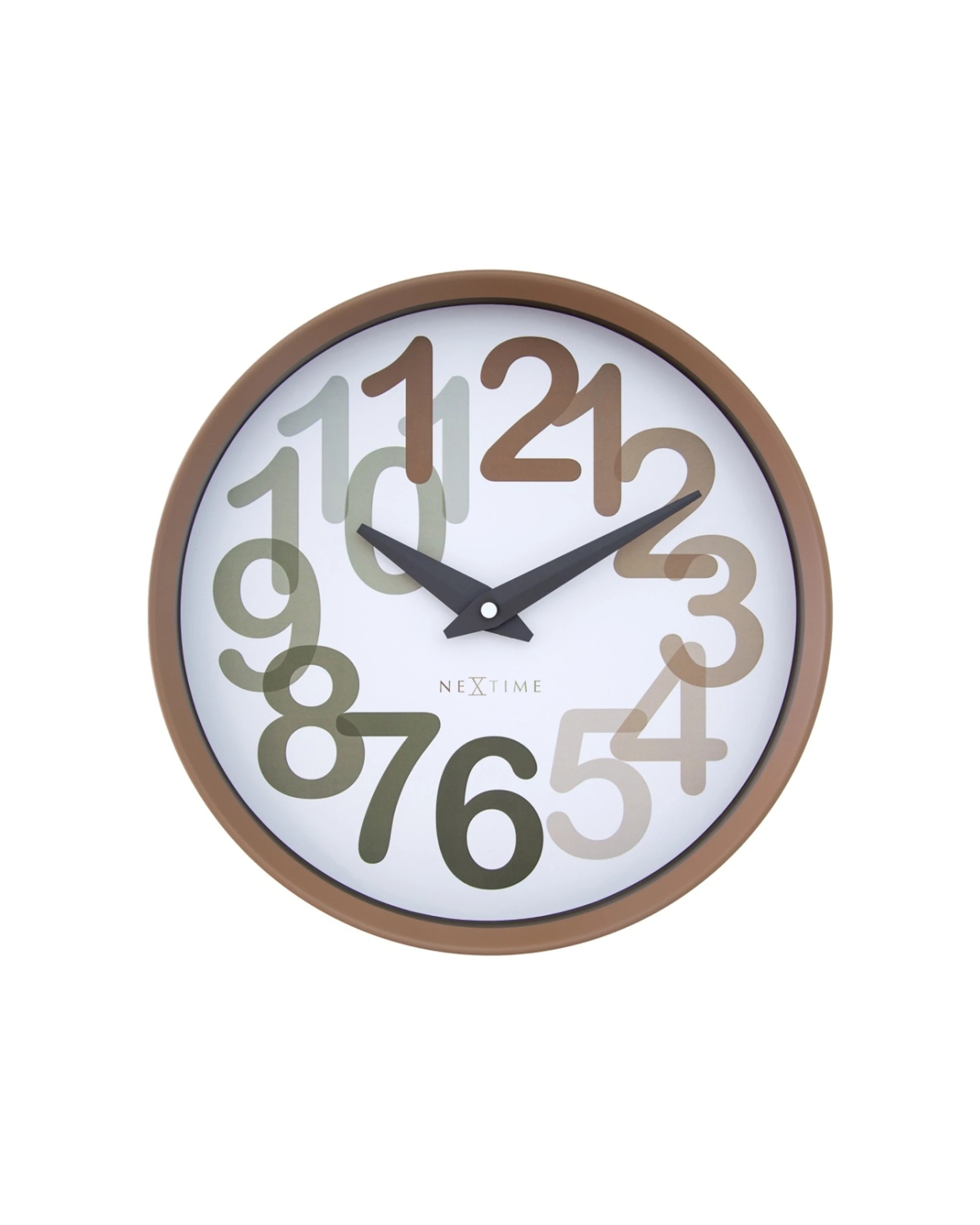 1 NeXtime Big Number Wall Clock Silent Analogue Modern Design 30cm Toffee - Brown, 1 of 7