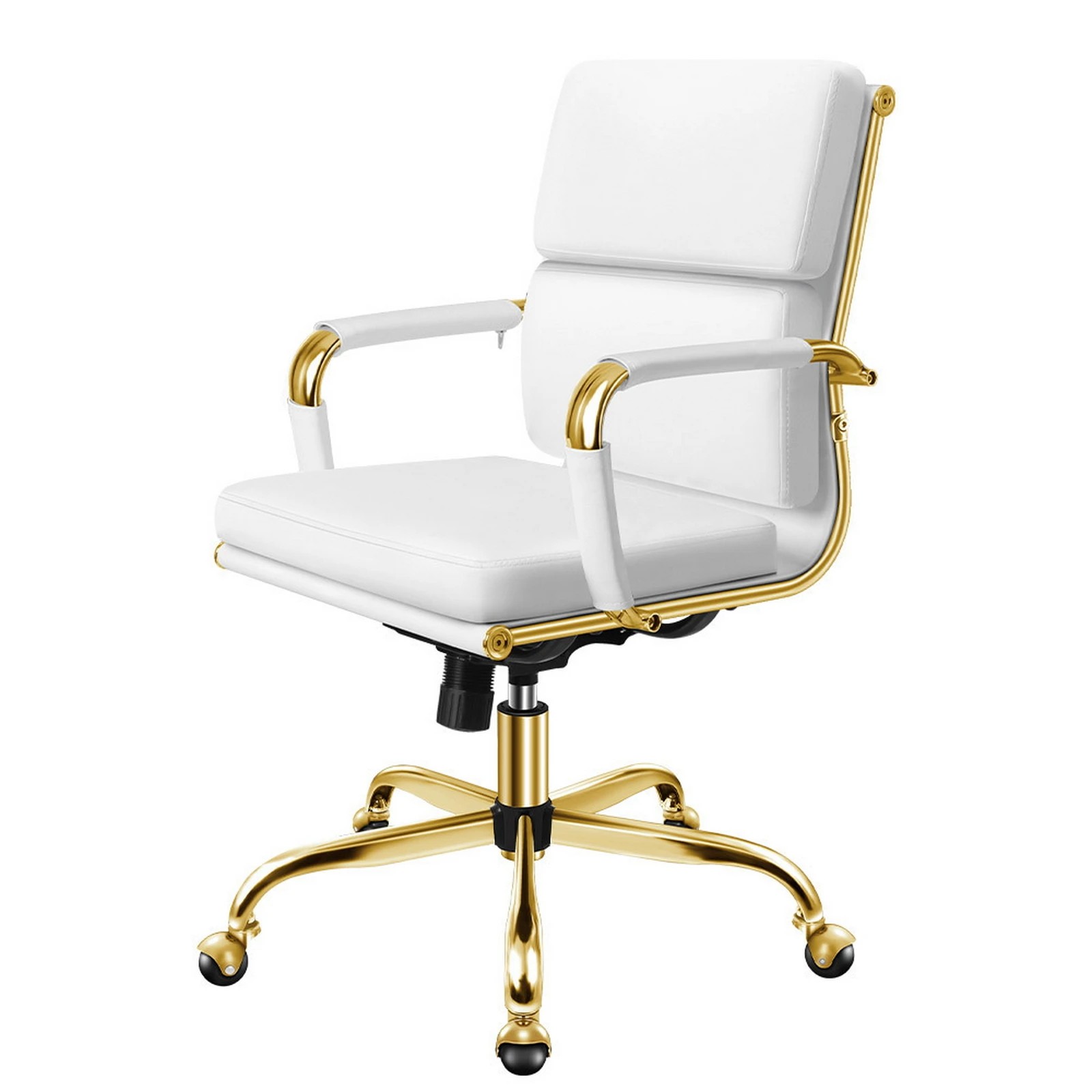 1 Alfordson Office Chair Ergonomic Paddings Executive Computer Work Seat Mid Back - White, 1 of 10