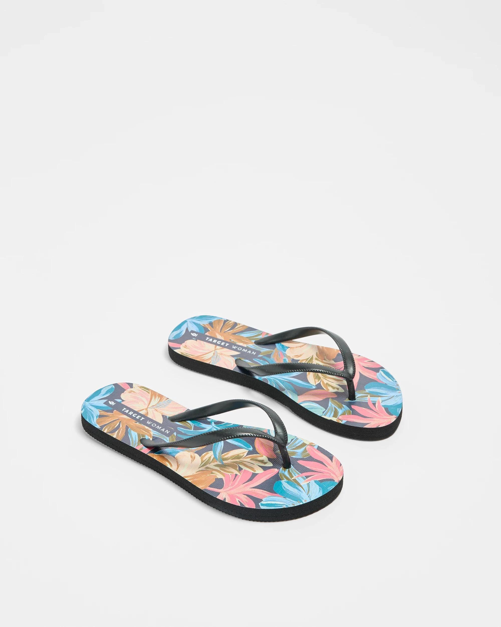 3 Target Woman Womens Everyday Printed Thongs BLACK FLORAL, 3 of 3