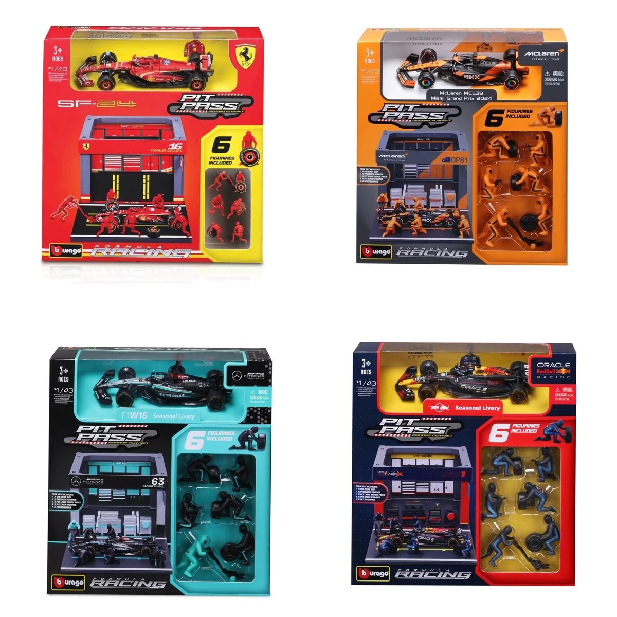 9 Bburago 1:43 F1 Pit Pass - Assorted, 9 of 9