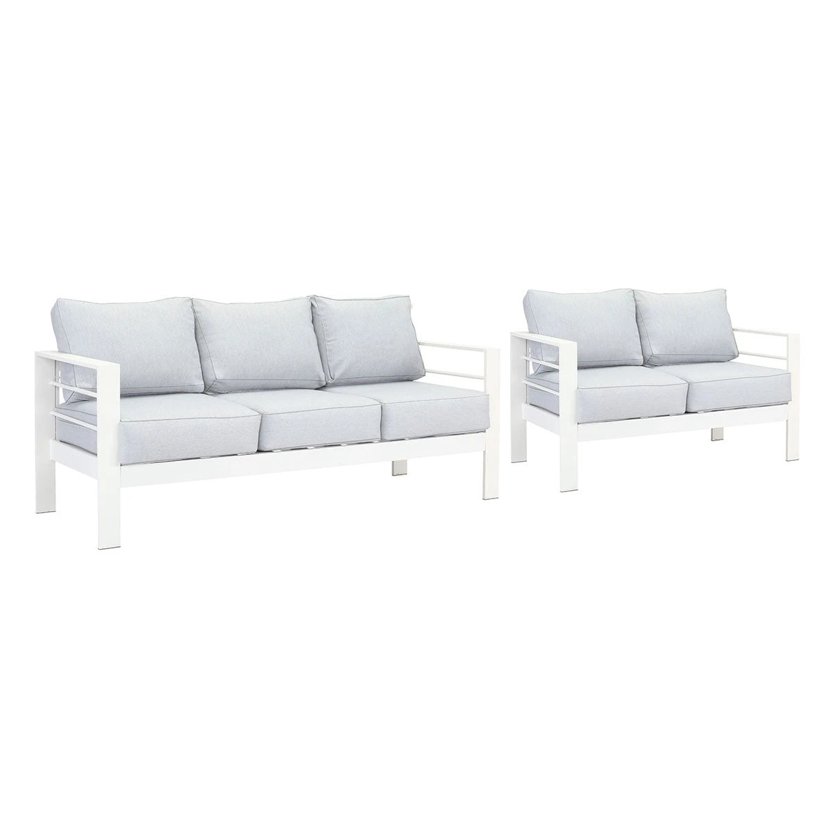 1 Moda Living Paris 3+2 Seater White Aluminium Sofa Lounge - Light Grey Cushion - White, 1 of 7