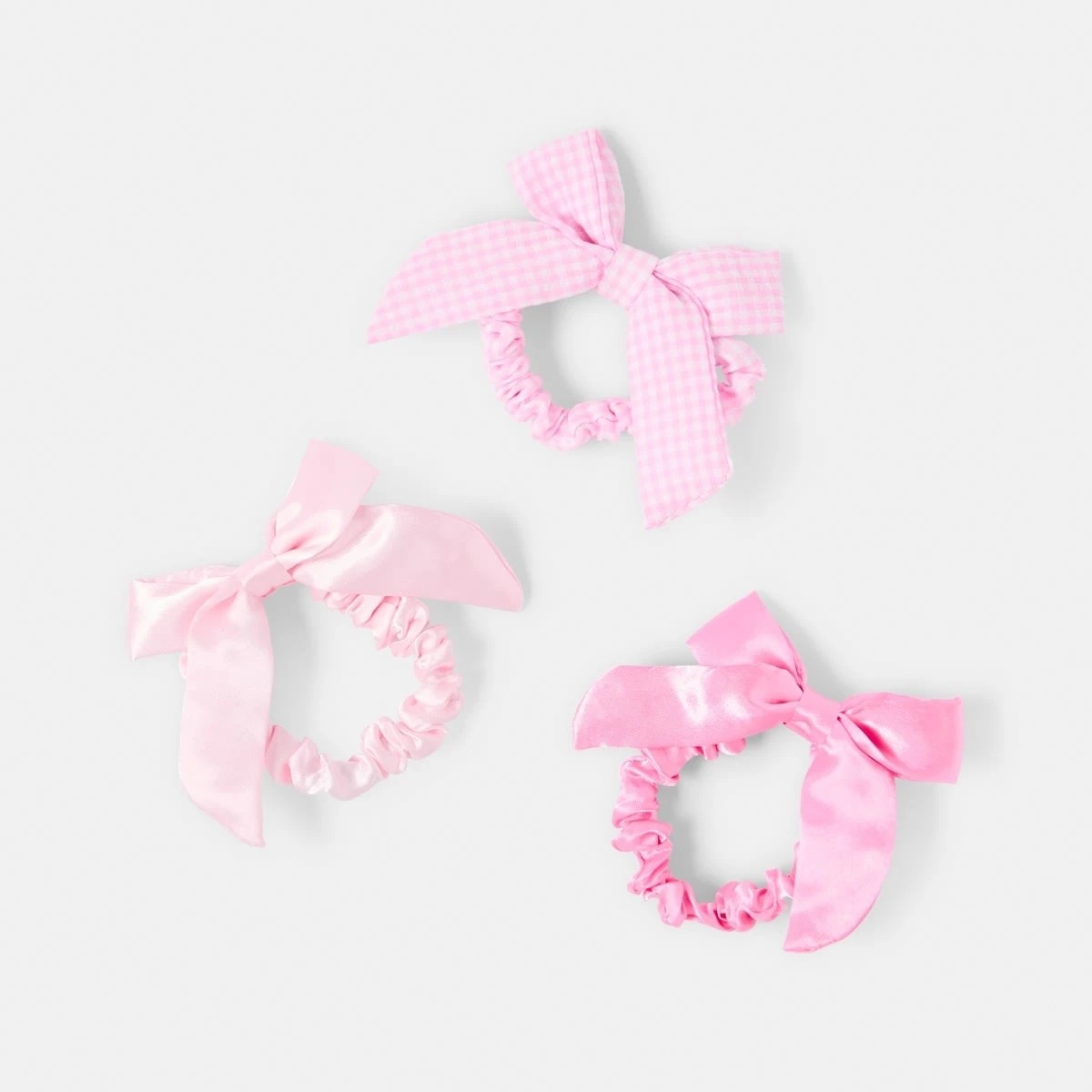 1 3 Pack Bow Hair Scrunchies - Pink, 1 of 4