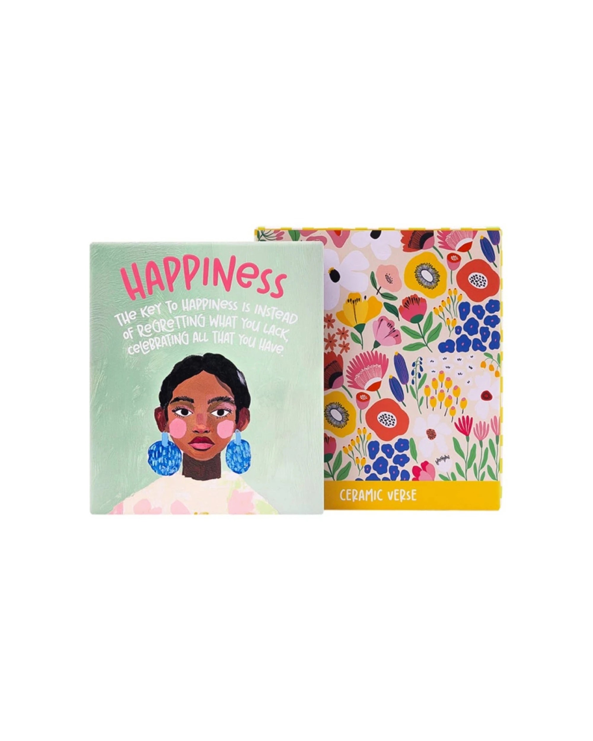 2 Splosh Billie Happiness Verse Ceramic With Hook And Stand Embossed 12x14x1cm - Multi, 2 of 3