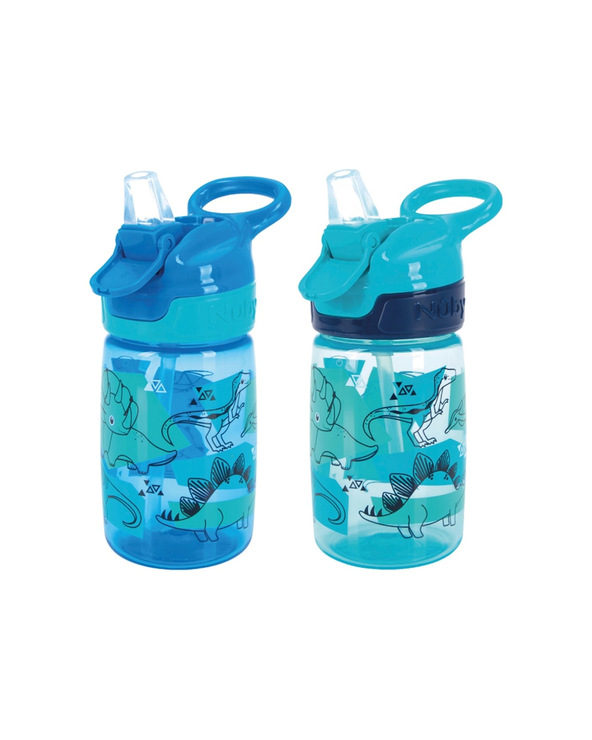 1 Nuby 2pc Incredible Gulp Kids Water Bottle Dinosaur Print 360ml - Multi, 1 of 1