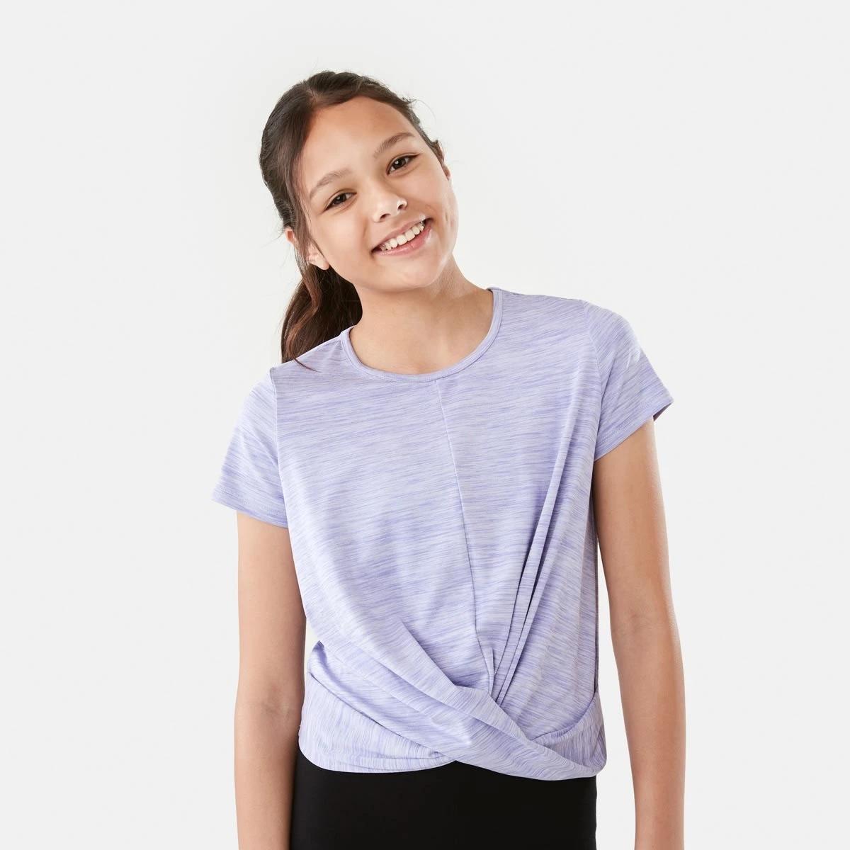 1 Active Kids Twist Front T-shirt Purp Marle, 1 of 9