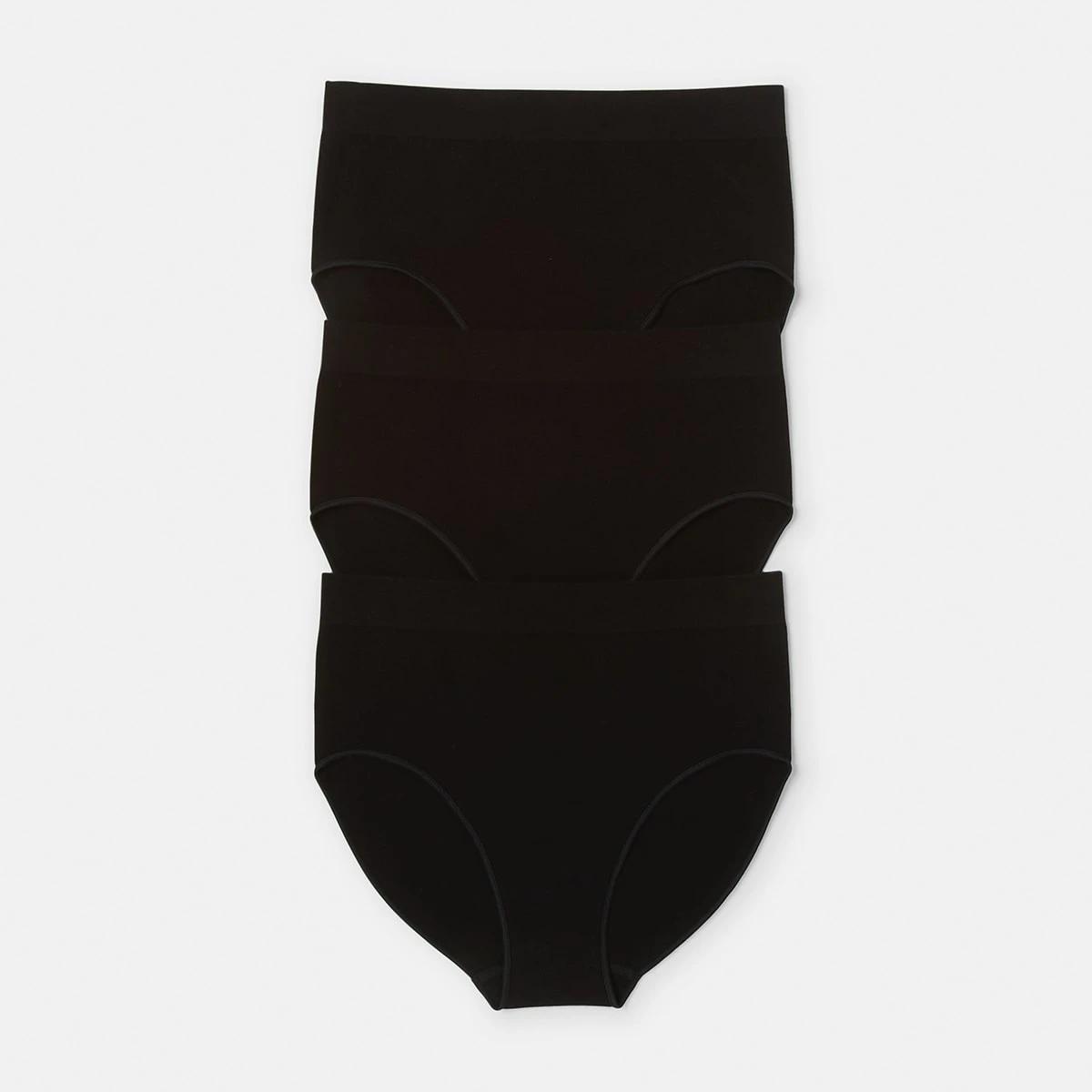 1 3 Pack Seamfree Cotton Full Briefs BLACK, 1 of 7